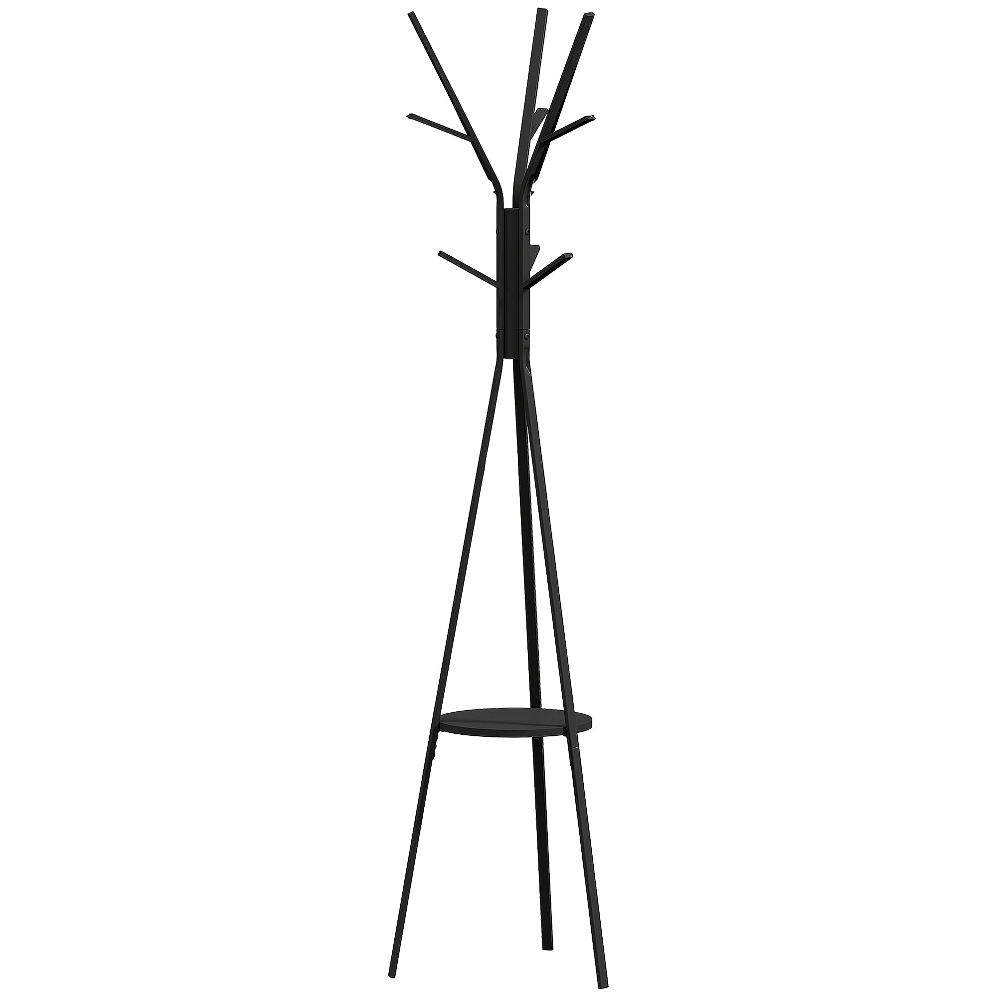 Tree Shape Coat Rack Metal Clothes Rack with 9 Hooks and Shelf Vintage Coat Rack for Bedroom Living Room 45x45x180 cm Black