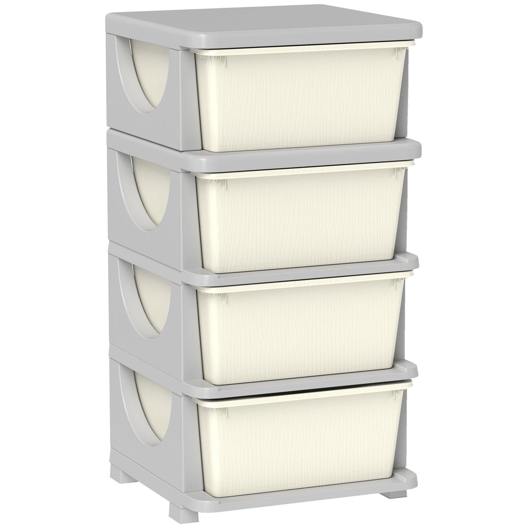 Drawer Cabinet for Kids with Storage Space Storage Boxes Toy Organizer Toy Box Four Levels for Children's Room 3-6 Years Children's Furniture Cream White 37 x 37 x 76 cm