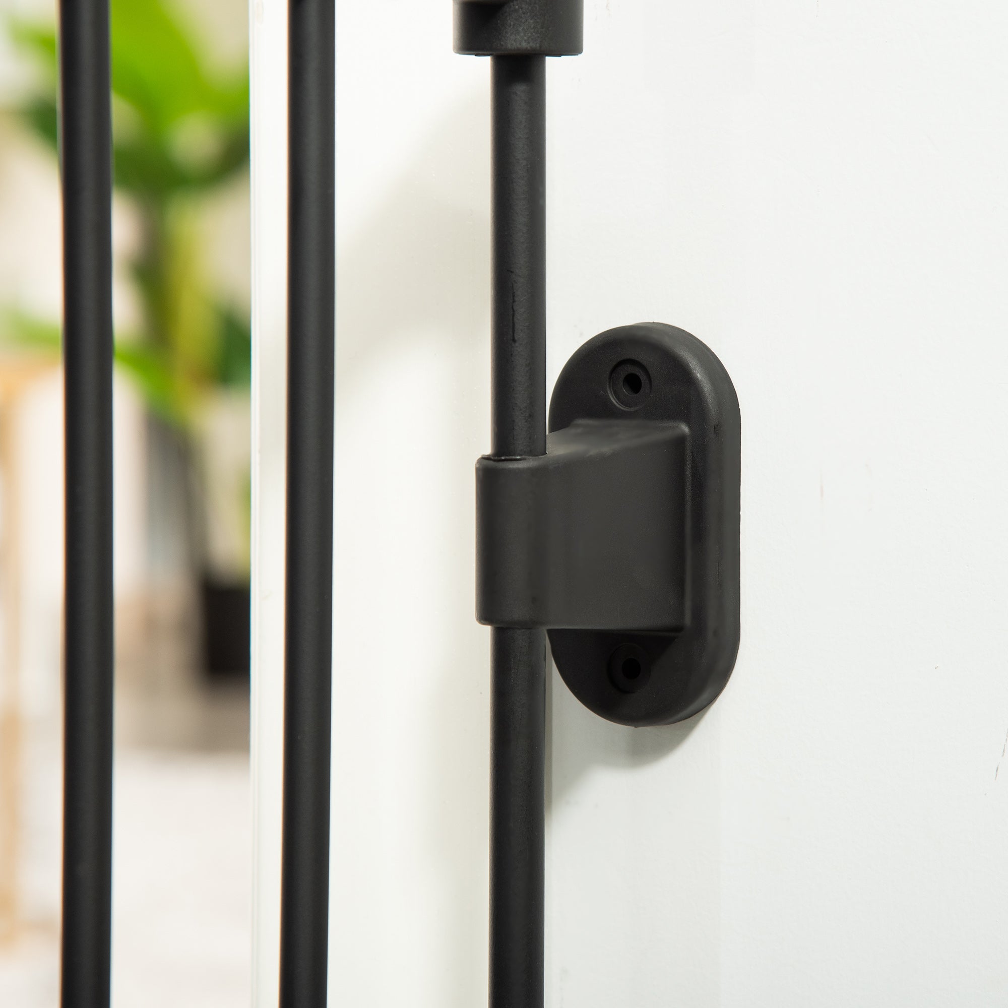 Dog Barrier Gate Door Guard Pet Safety Gate Adjustable Foldable Fireplace Gate with Automatic Closing Door 3 Panels for Stove Wall Mounting/Free-standing Black 202.5 x 76 cm