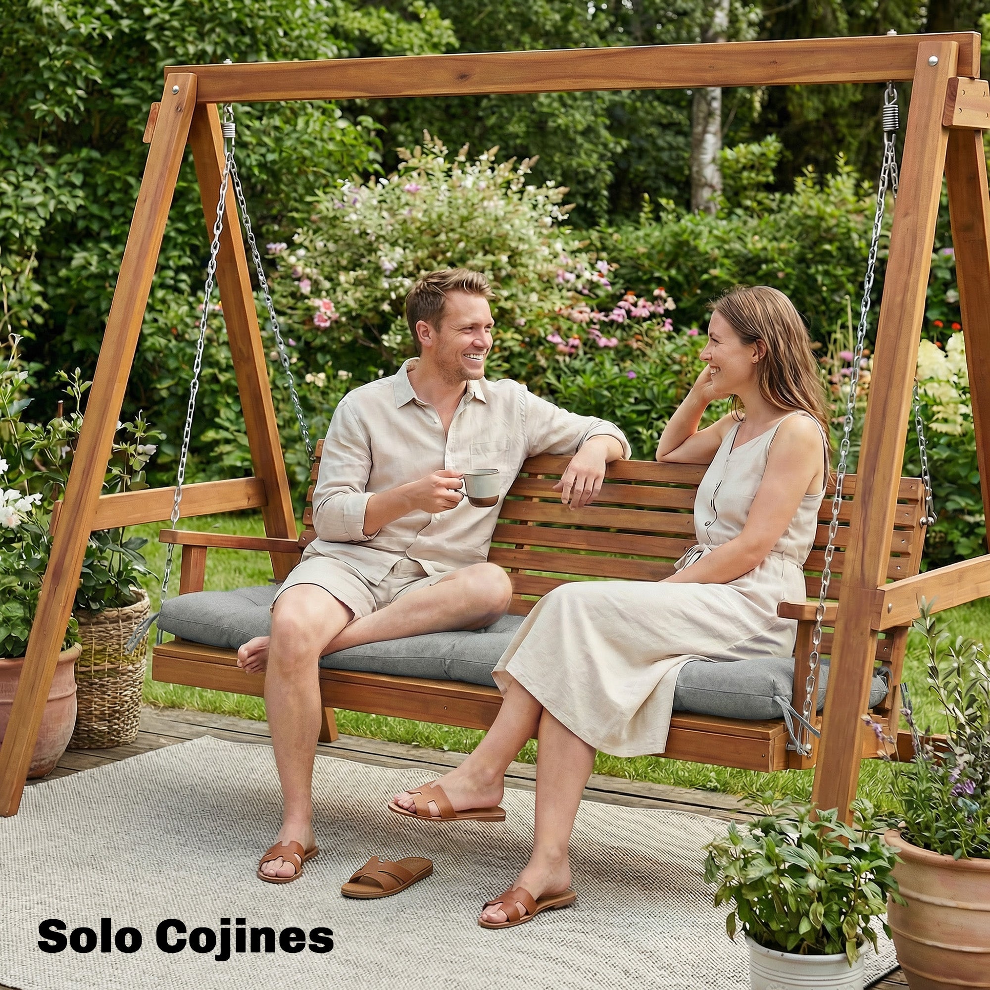 Outdoor Bench Cushion — Bench & Lounger Cushion with Tie Straps, UV50+ Protection, Slow-Rebound Fill, Indoor/Outdoor, 78 x 25.6 x 5.1 in, Light Gray