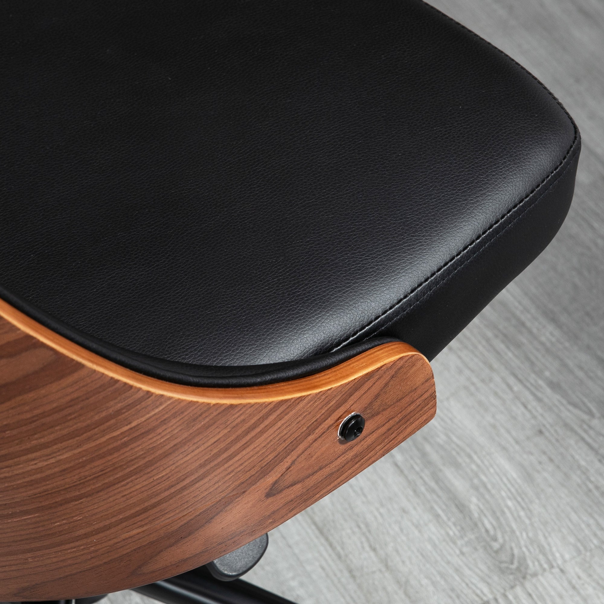 Swivel Office Chair Ergonomic Desk Chair Upholstered in PU Leather with Adjustable Height Rocking Function for Living Room Bedroom Office 53x62x87 cm Black