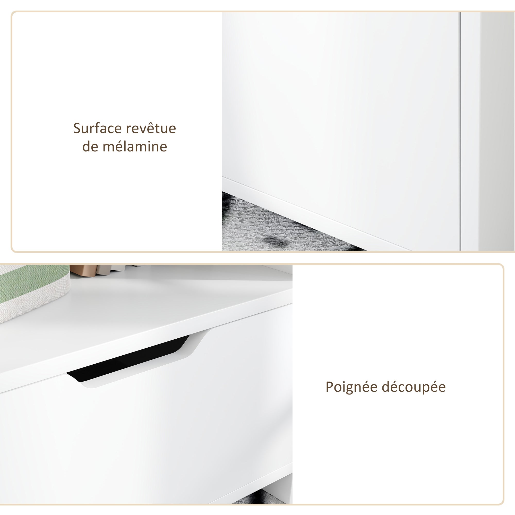 Bedside Table Nightstand with Drawer, Compartment, and Storage Shelves Wood Effect - 45 x 35 x 73 cm White