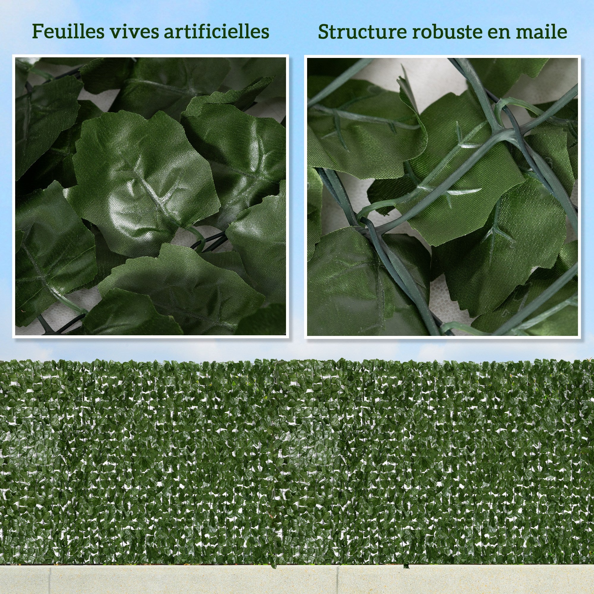 Artificial Ivy Hedge Windbreak Decoration Roll 3L x 1.5H m Realistic Anti-UV Dark Green