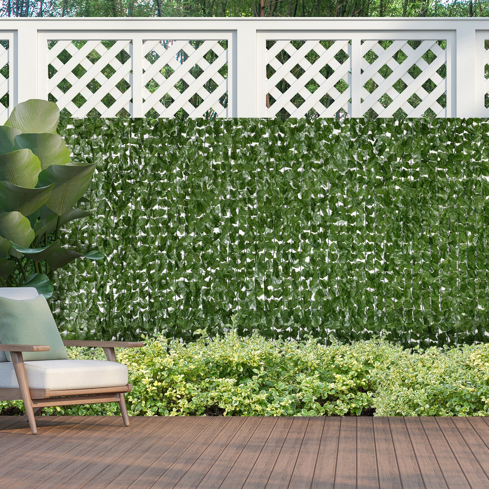 Artificial Ivy Hedge Windbreak Decoration Roll 3L x 1.5H m Realistic Anti-UV Dark Green