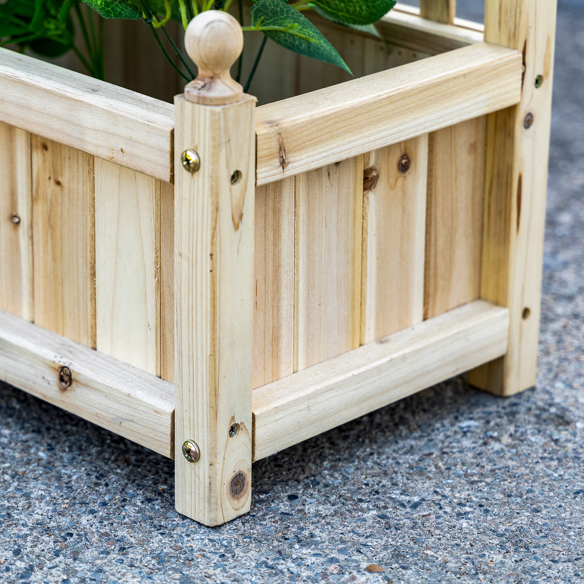 Raised Garden Bed Planter Box with Trellis Flower Box Trellis Arch with Trellis Support for Climbing Plants Garden Wood Natural 64 x 28 x 120 cm