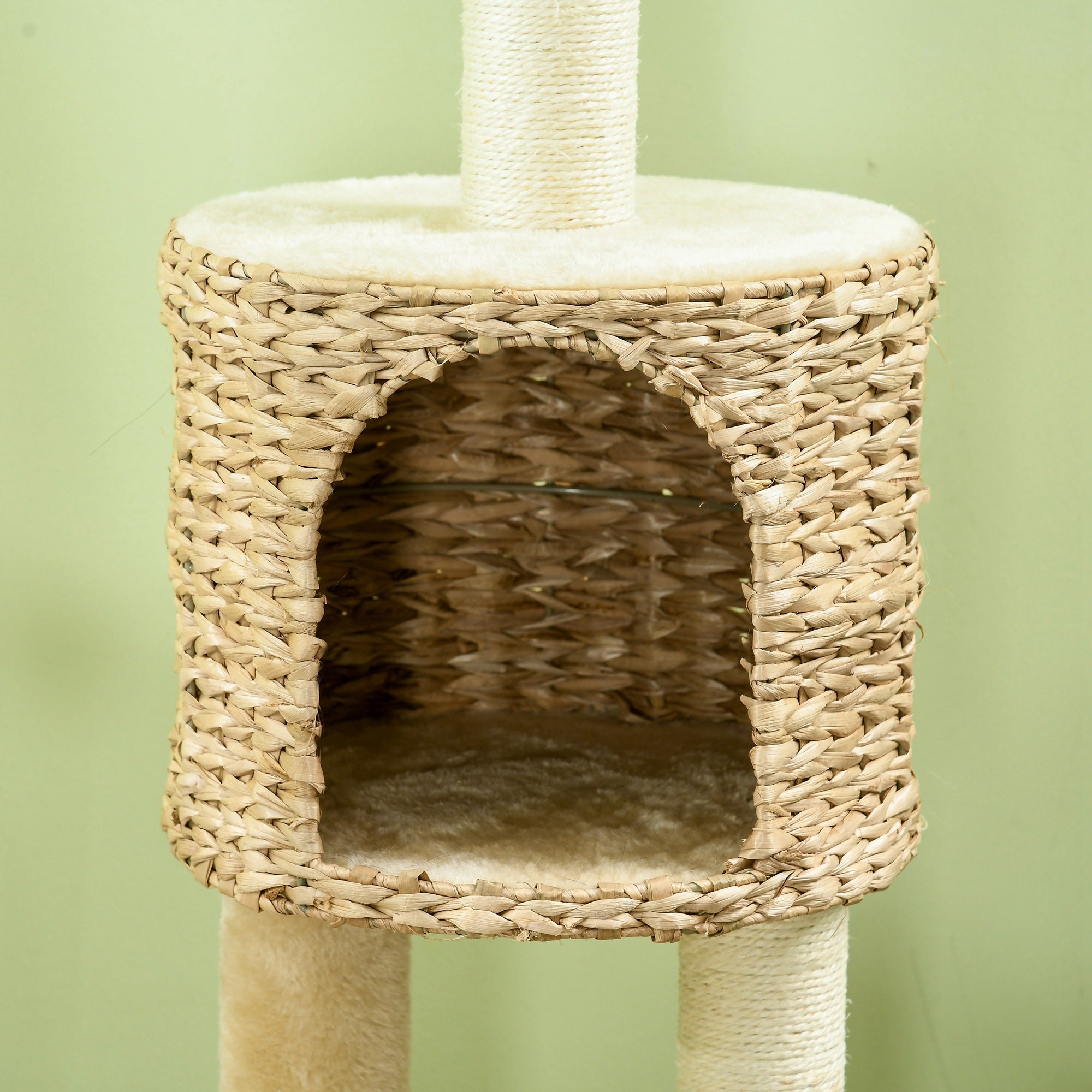 Cat Scratching Post 116 cm Cat Tree with Cat Cave, Cat Bed, Indoor Climbing Tower with Play Ball, Scratching Board, Plush Scratching Furniture for Cats up to 5 kg, Beige