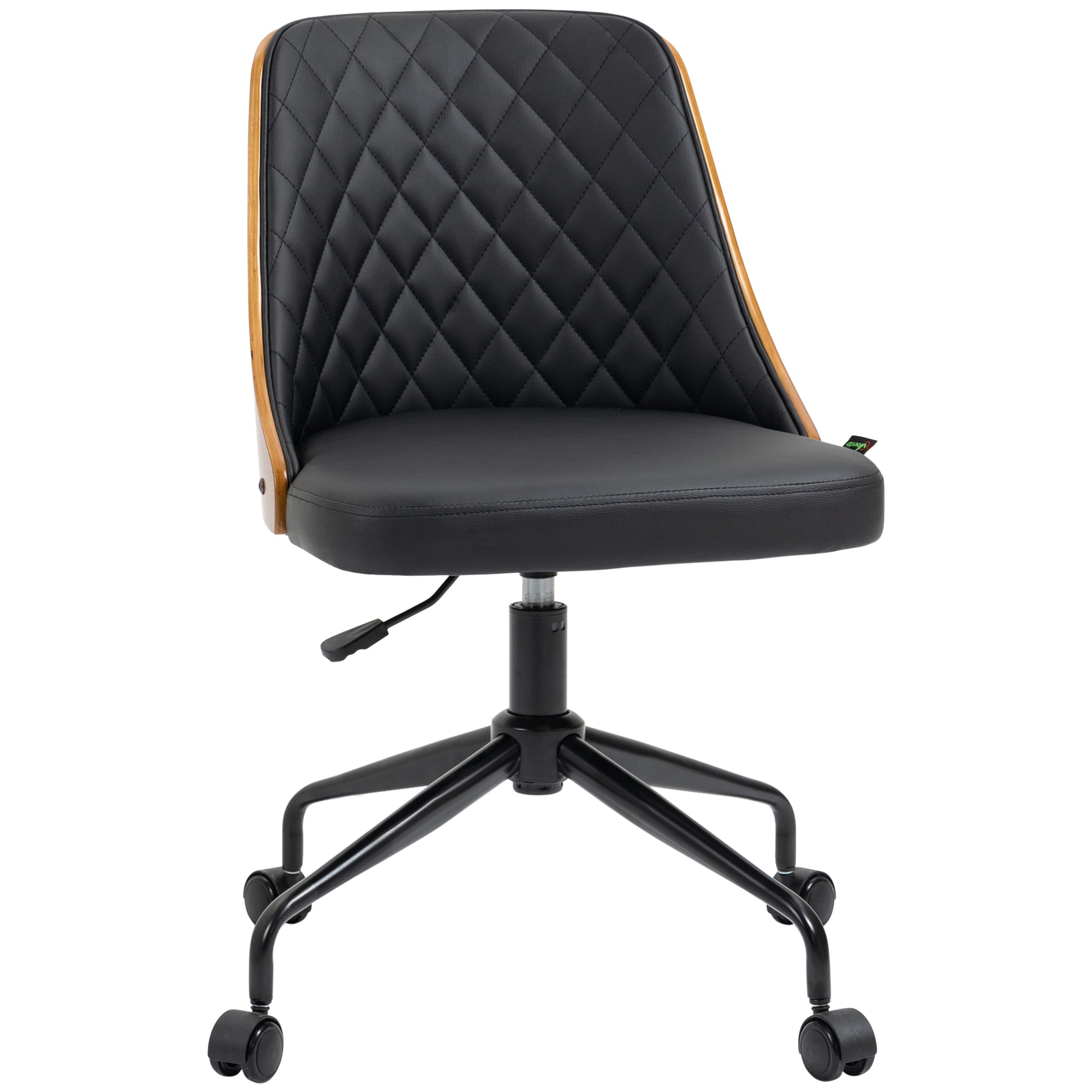 Office Chair Desk Chair Swivel Chair Home-Office Chair Adjustable Height Ergonomic 360° Swivel Wheels Foam PU Black 48.5 x 54.5 x 81-87 cm