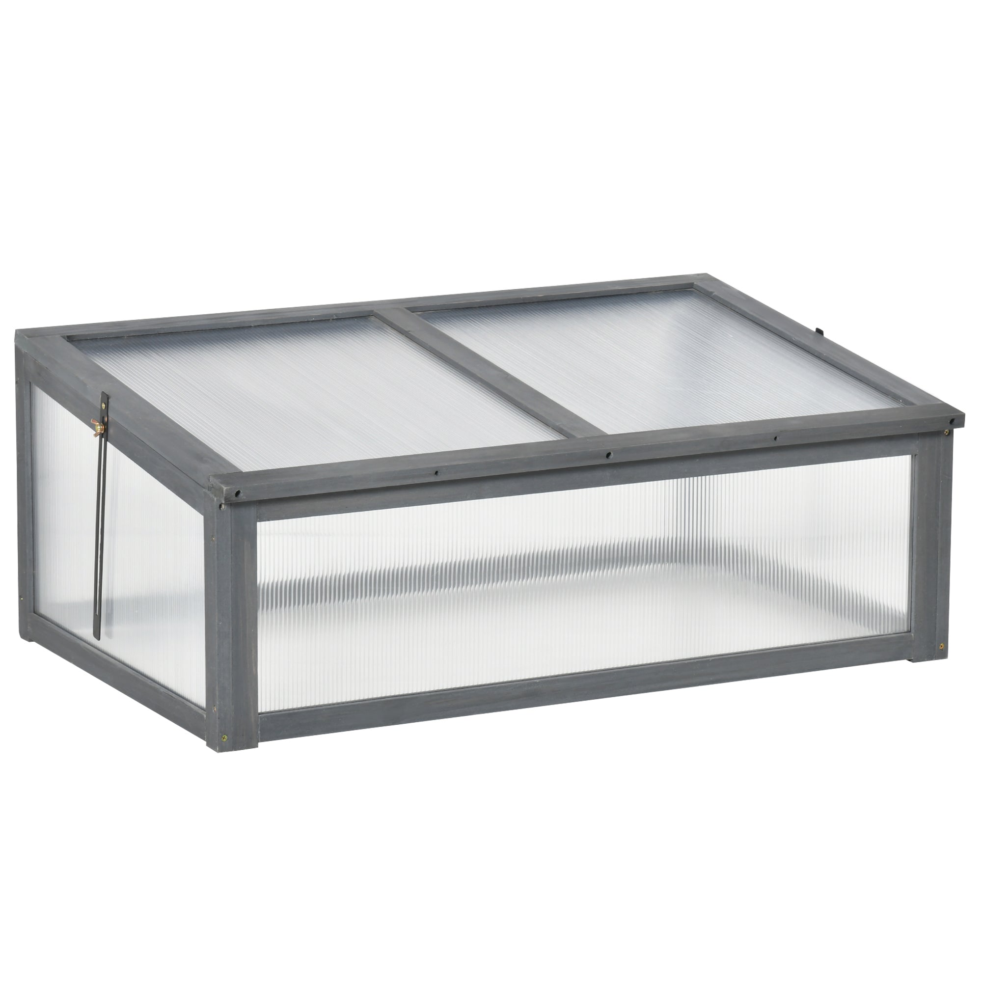 Cold Frame Wood, Mini Greenhouse 100 x 65 x 40 cm, Greenhouse with Cover, UV Protection, Light-Transmitting Cold Frame Box, Winterproof Raised Bed for Garden, Gray
