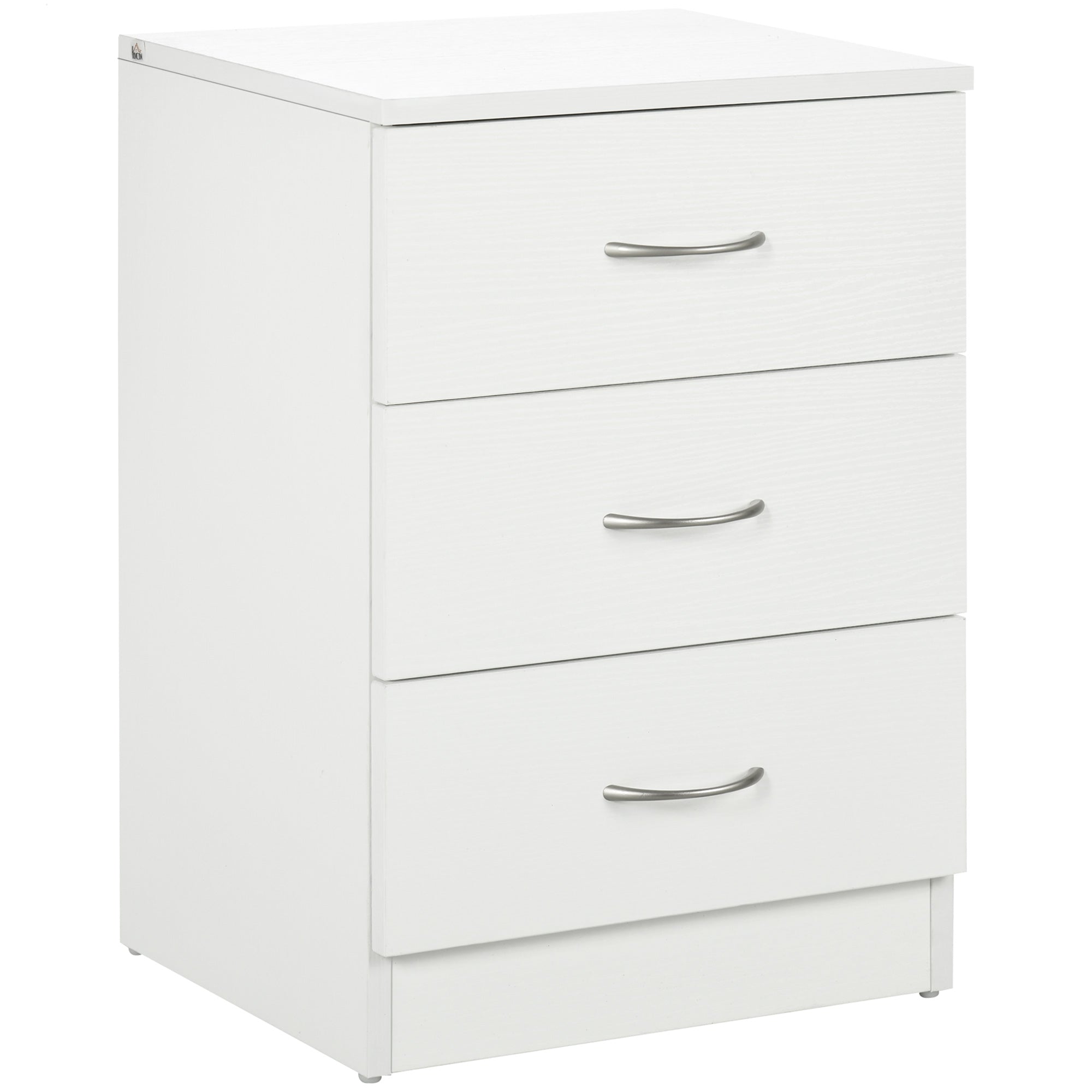 Modern Bedside Table Nightstand with 3 Drawers Side Table for Living Room Bedroom Load 50 kg 40x35x58 cm White