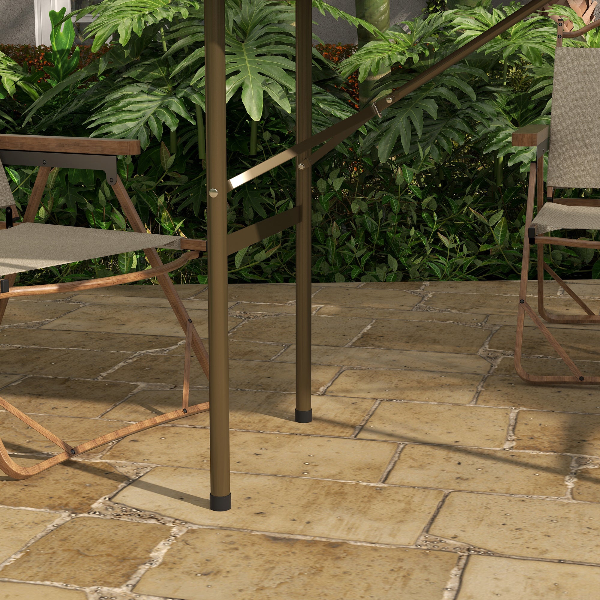 Camping Table Folding Table with Rattan Look, Buffet Table for 4 People, Garden Table for Balcony, Terrace, Holds up to 50 kg, HDPE, Brown, 122 x 60 x 73 cm