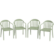 Garden Chair 4-Piece Set Weatherproof Plastic Garden Chairs Stackable Chair with Armrest Backrest Stackable Patio Chair up to 120kg Load-bearing Garden Furniture for Backyard, Garden, Balcony Green
