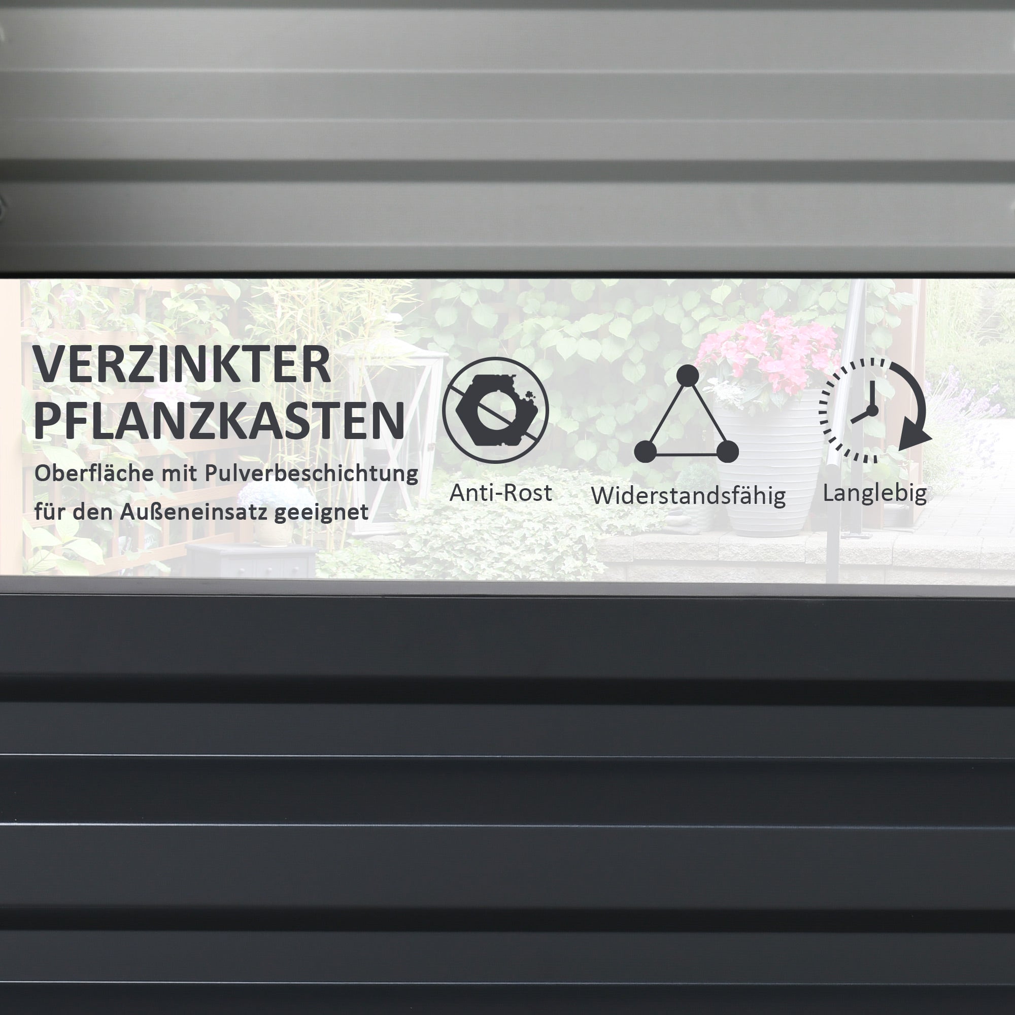 Raised Garden Bed, Planter Box, Vegetable Bed, Plant Box, Herb Bed for Garden, Patio, Balcony, Steel, Gray, 120 x 120 x 30 cm