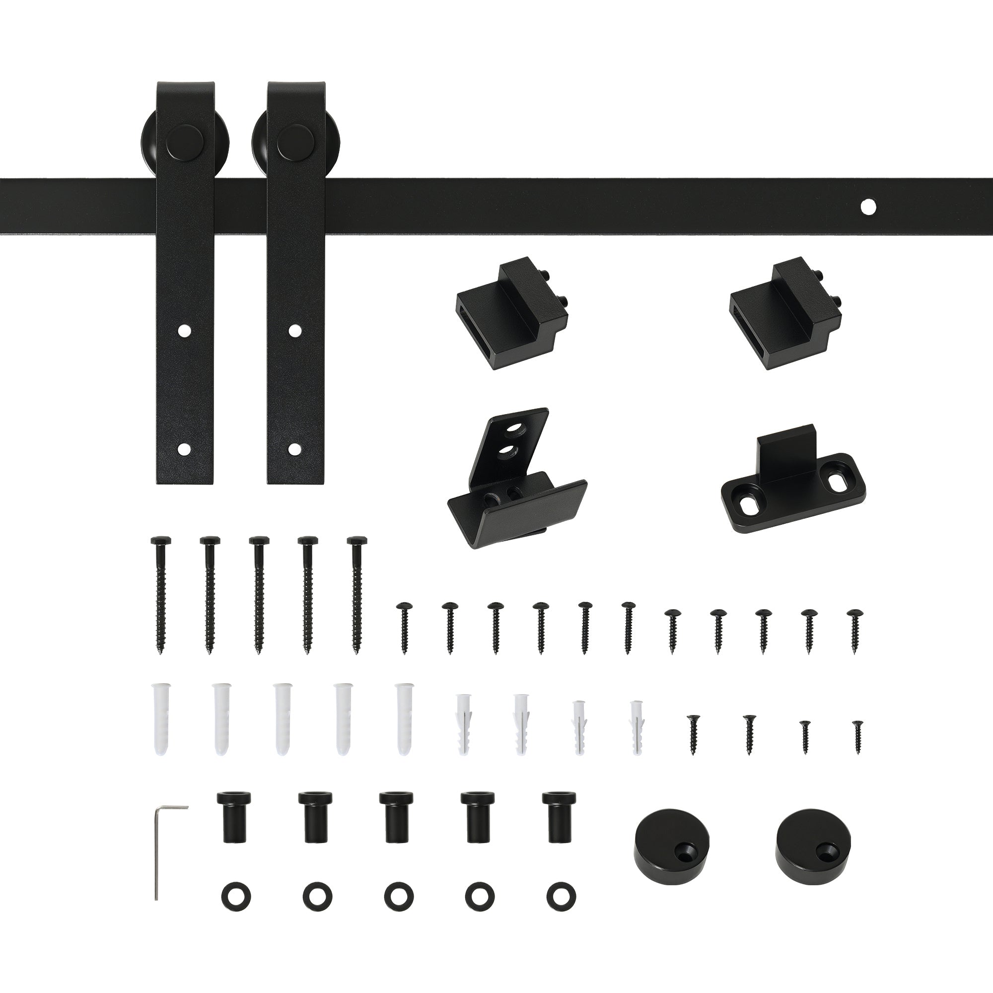 200 cm Sliding Door Complete Set Sliding Door Fitting with Floor Guide, Sliding Door Rail, Sliding Door Rollers System for Single Wooden Sliding Door