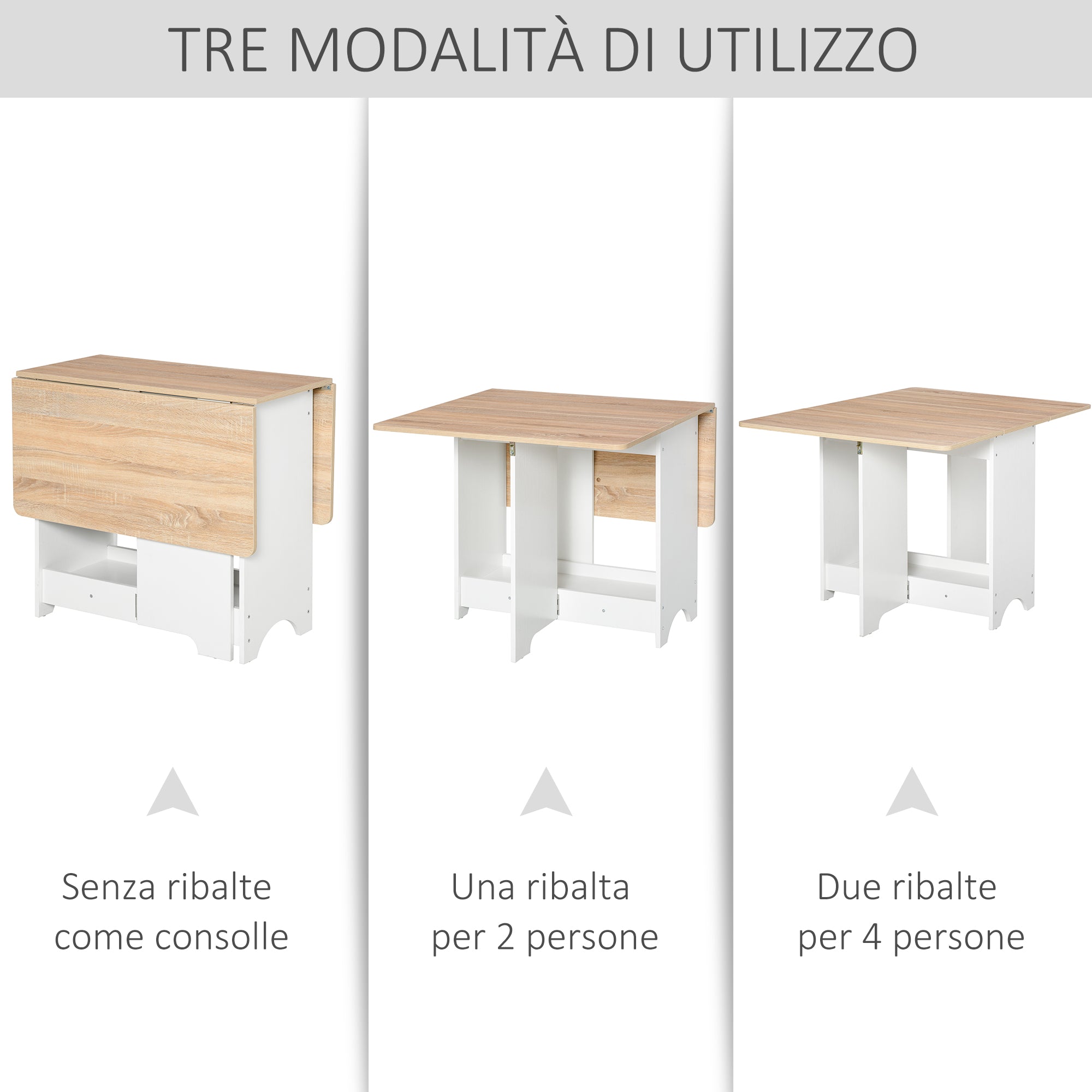 Folding Console Table with Shelf Compartment, Coffee Table for Living Room and Kitchen, Folding Table, Space-Saving, Wood Color and White, 118x80x72cm