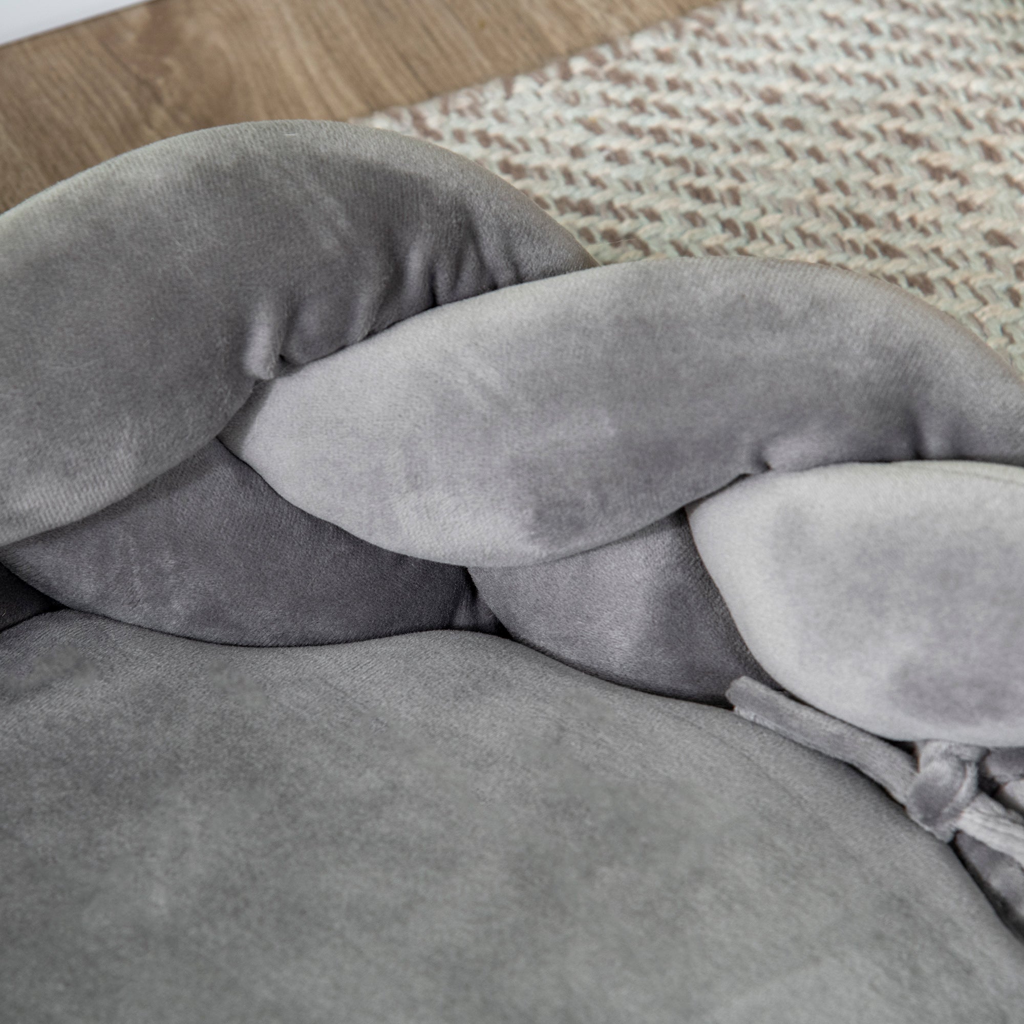 Washable Cat Bed, Dog Bed, Dog Pillow, Pet Bed, Cat Sleeping Place, Pet Mat, Dog Sofa, Donut Pillow for Small Dogs and Kittens, Velvet, Ø55 x 14 cm, Gray
