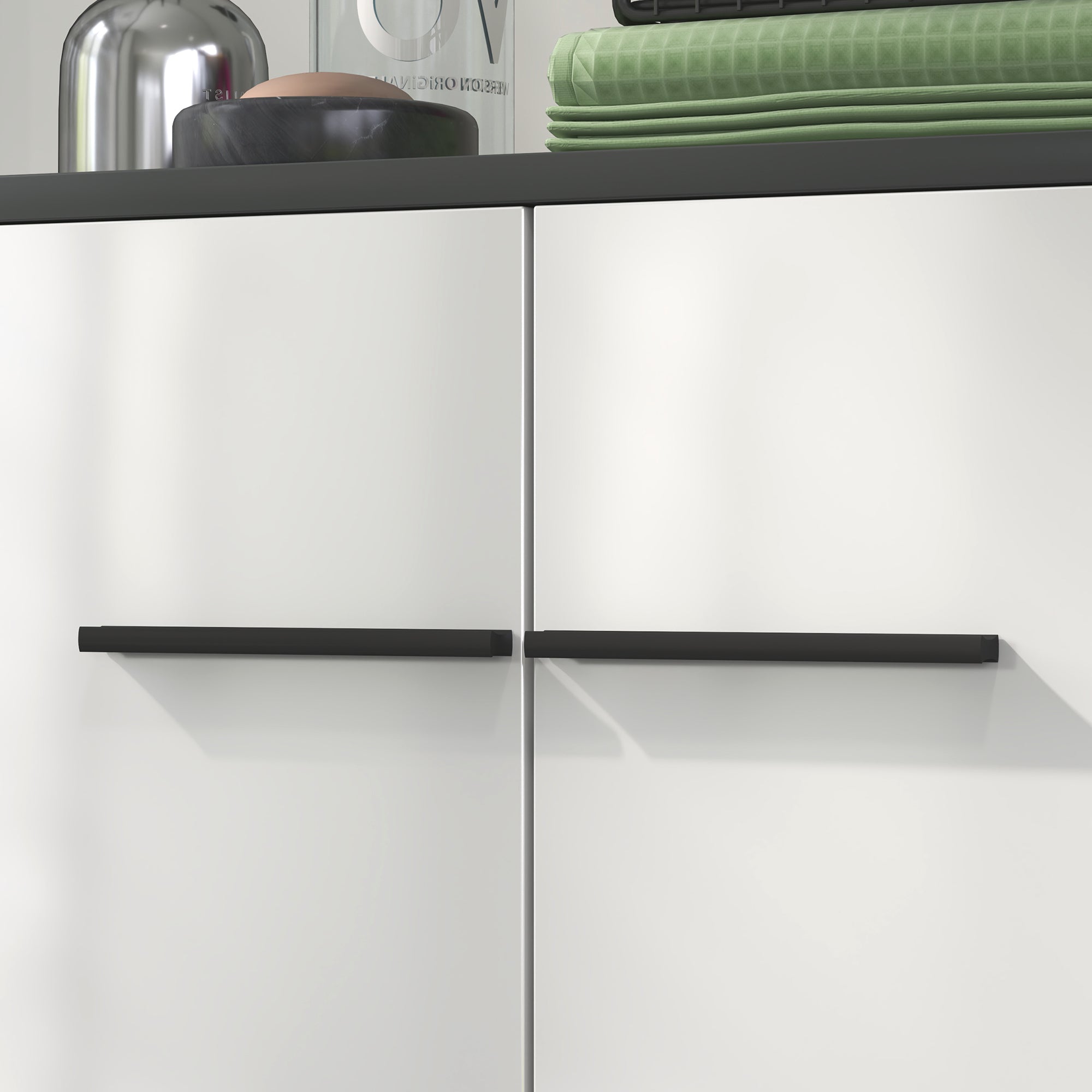 Bathroom Cabinet Auxiliary Bathroom Furniture with Doors Adjustable Shelves and Anti-tip System 60x34x94 cm White Gloss