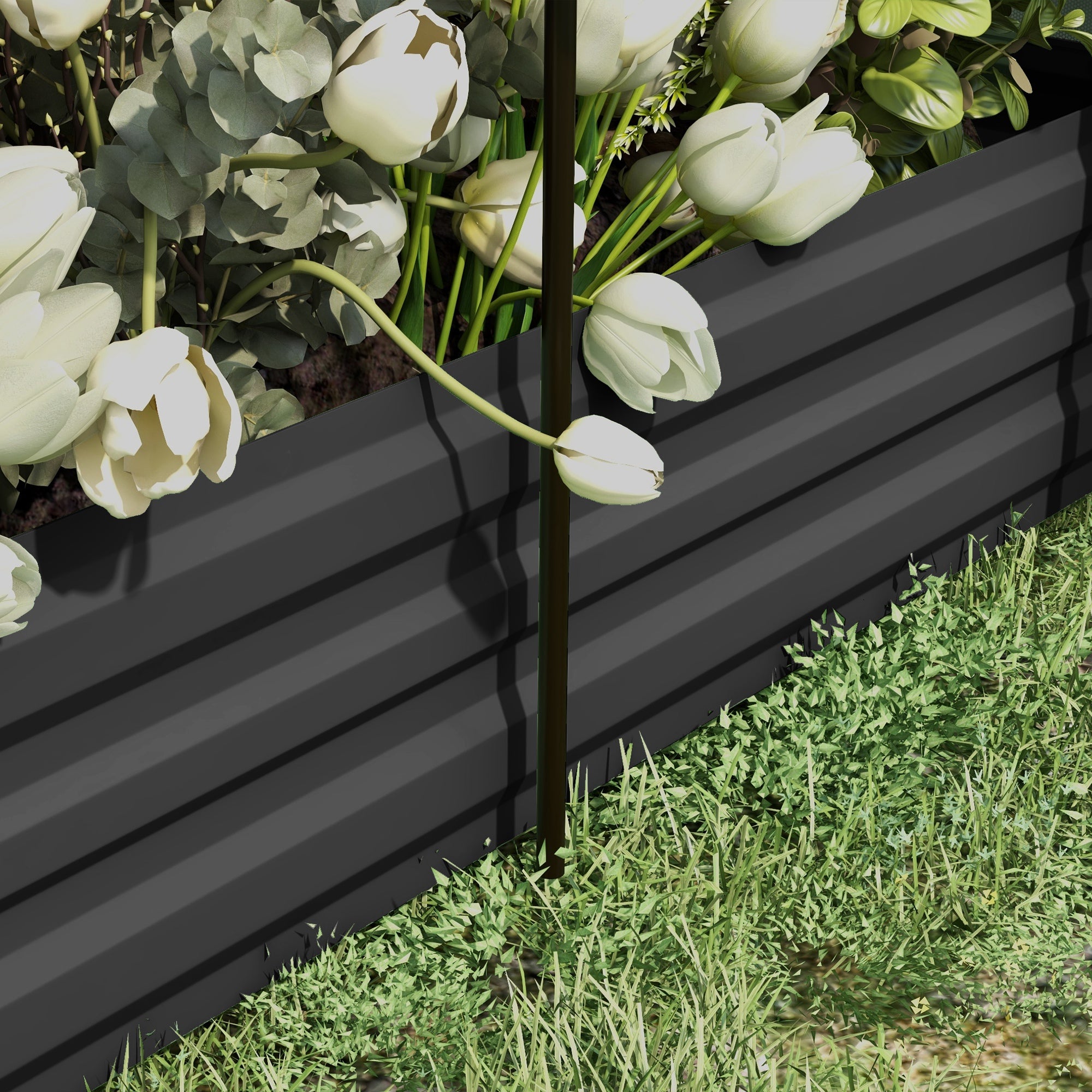 Raised Garden Bed Steel, Planter Box, Flower Box with Bird Protection Net, Sunshade, Garden Bed for Balcony, Terrace, Dark Gray, 230 x 110 x 110 cm