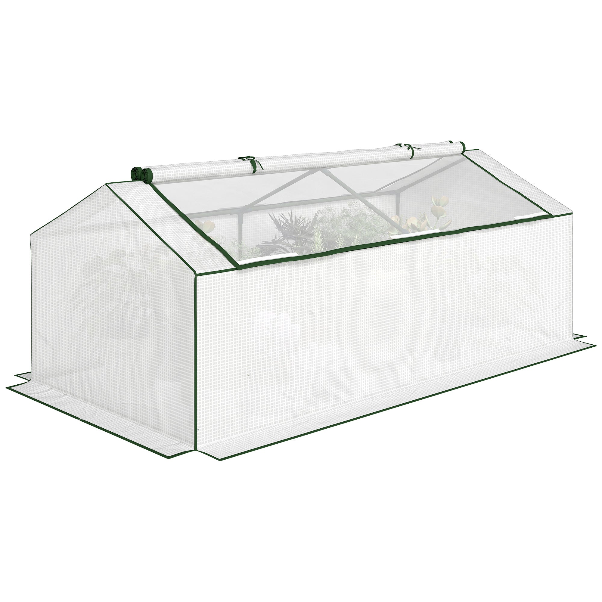 Greenhouse with PE Mesh Window — Winterproof Film Greenhouse for Balcony & Garden, Tomato House, 71" x 35.4" x 27.6" (180 x 90 x 70 cm), White