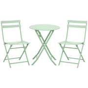 3-piece Garden Set Balcony Furniture Set Bistro Table with 2 Chairs for Yard Garden Foldable Green