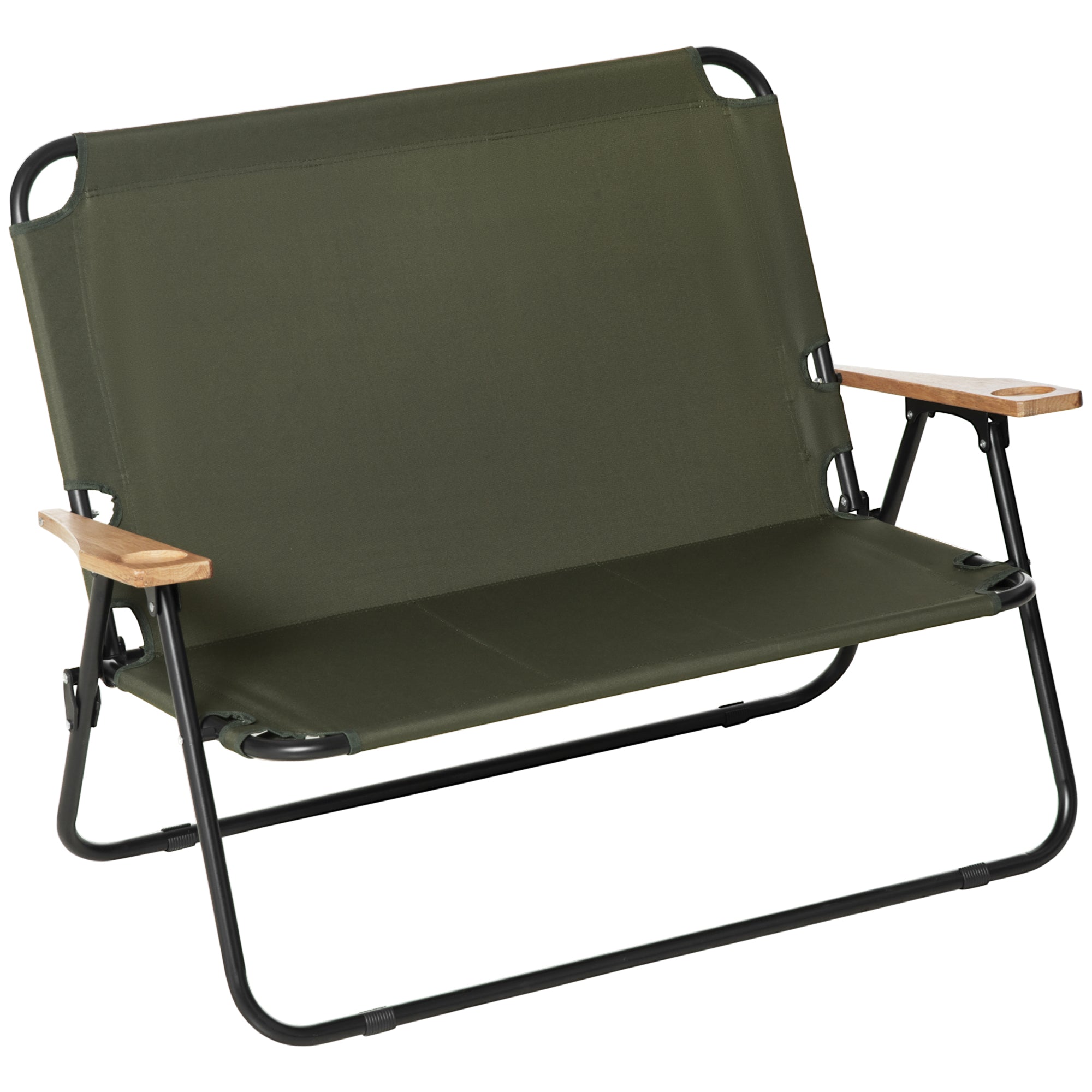 Folding Chair 2-Seater Foldable Camping Chair with Armrests Drink Holder Outdoor Folding Chair up to 160 kg Capacity Robust Fishing Chair Garden Chair for Garden Camping Beach