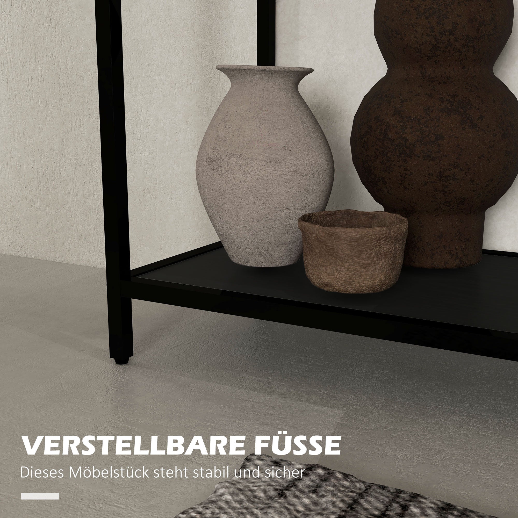 Console Table, Entryway Table with 2 Shelves, Tempered Glass Top, 100 x 30 x 78 cm, Side Table, Sofa Table, for Hallway, Small Space, Entryway, Living Room, Black