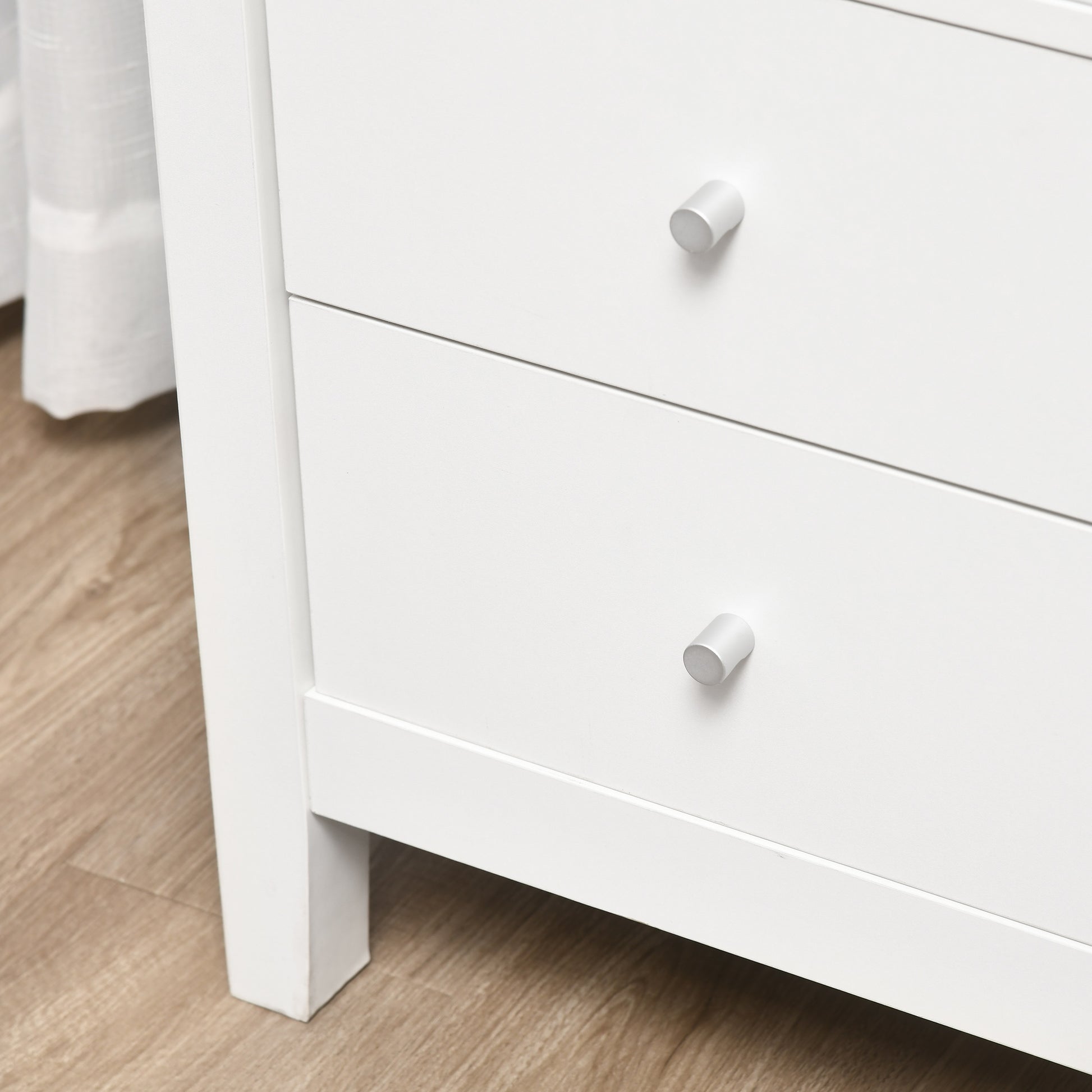 Living Room Display Cabinet Kitchen Sideboard with 2 Tempered Glass Doors 3 Shelves 2 Drawers and Soft-Close Hinges for Dining Room Office 80x40x160 cm White