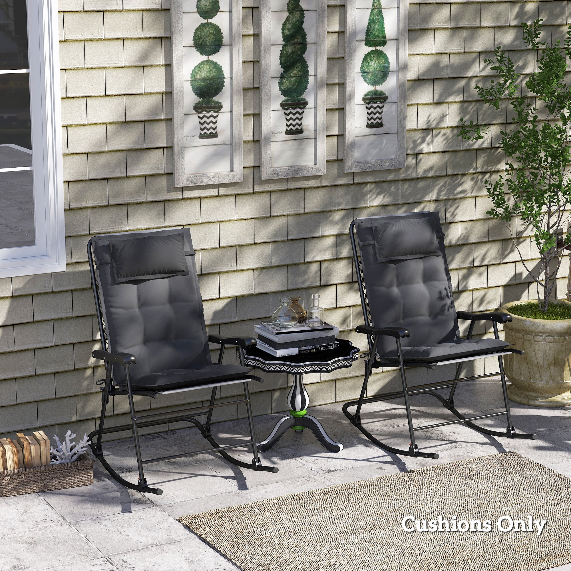 2-Piece Set Lounger Cushion Water-Repellent Cushion for Garden Lounger Padding for Beach Lounger Sun Lounger Pillow Cushion for Garden Furniture Cushions 50x116x5 cm, Dark Gray