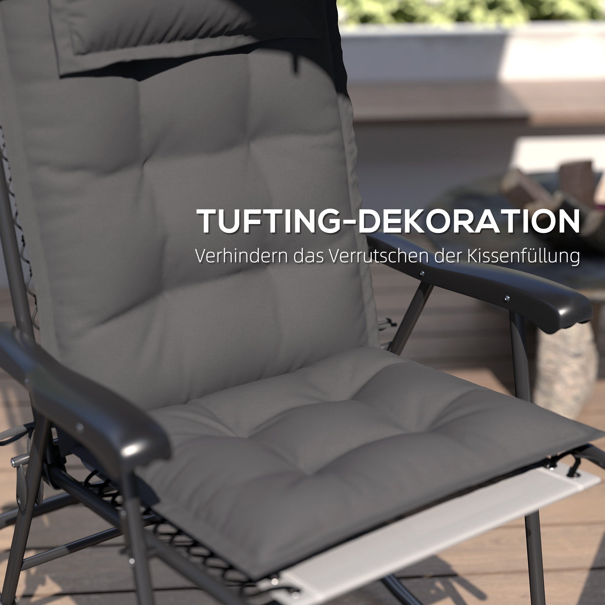 2-Piece Set Lounger Cushion Water-Repellent Cushion for Garden Lounger Padding for Beach Lounger Sun Lounger Pillow Cushion for Garden Furniture Cushions 50x116x5 cm, Dark Gray