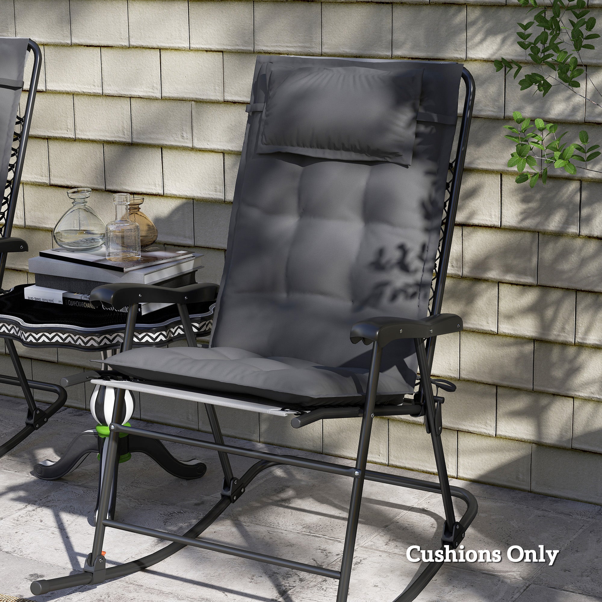 2-Piece Set Lounger Cushion Water-Repellent Cushion for Garden Lounger Padding for Beach Lounger Sun Lounger Pillow Cushion for Garden Furniture Cushions 50x116x5 cm, Dark Gray