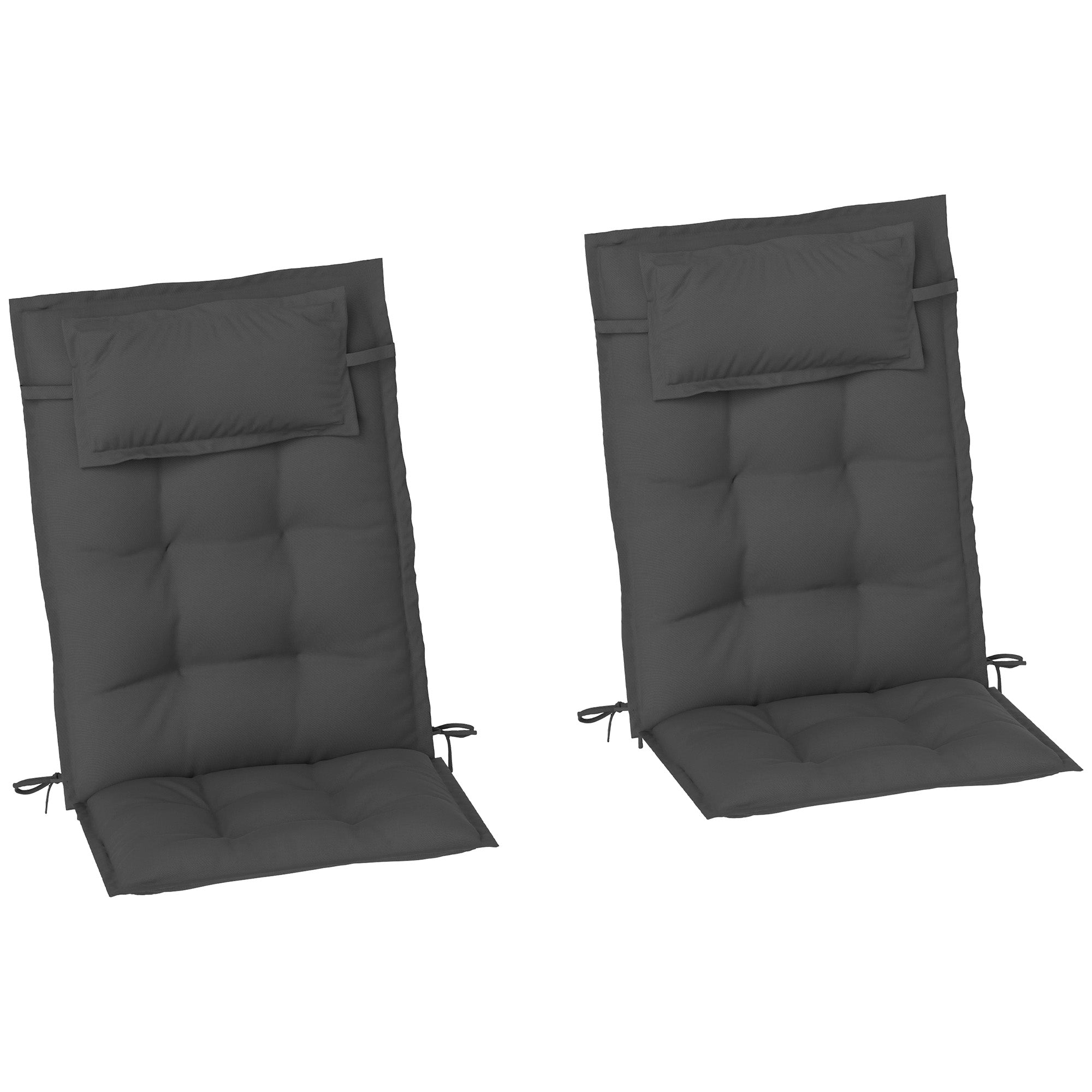 2-Piece Set Lounger Cushion Water-Repellent Cushion for Garden Lounger Padding for Beach Lounger Sun Lounger Pillow Cushion for Garden Furniture Cushions 50x116x5 cm, Dark Gray