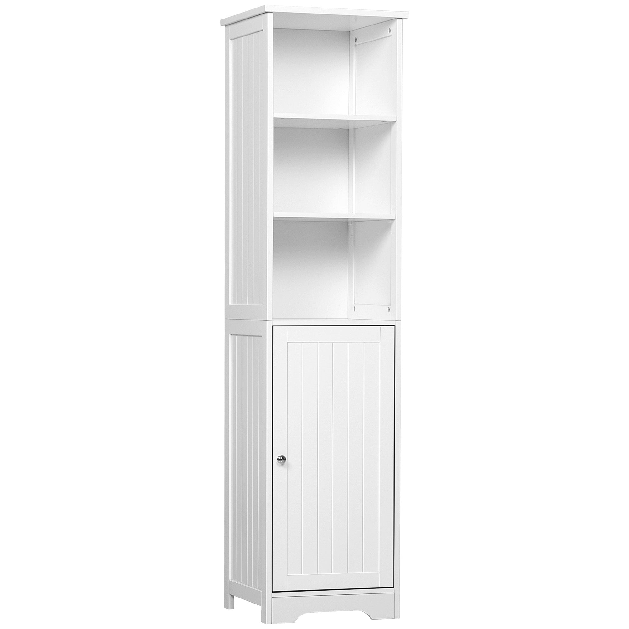 Tall Bathroom Cabinet 5-Level Bathroom Auxiliary Column with 3 Shelves 1 Door and Adjustable Inner Shelf 40x38x160 cm White