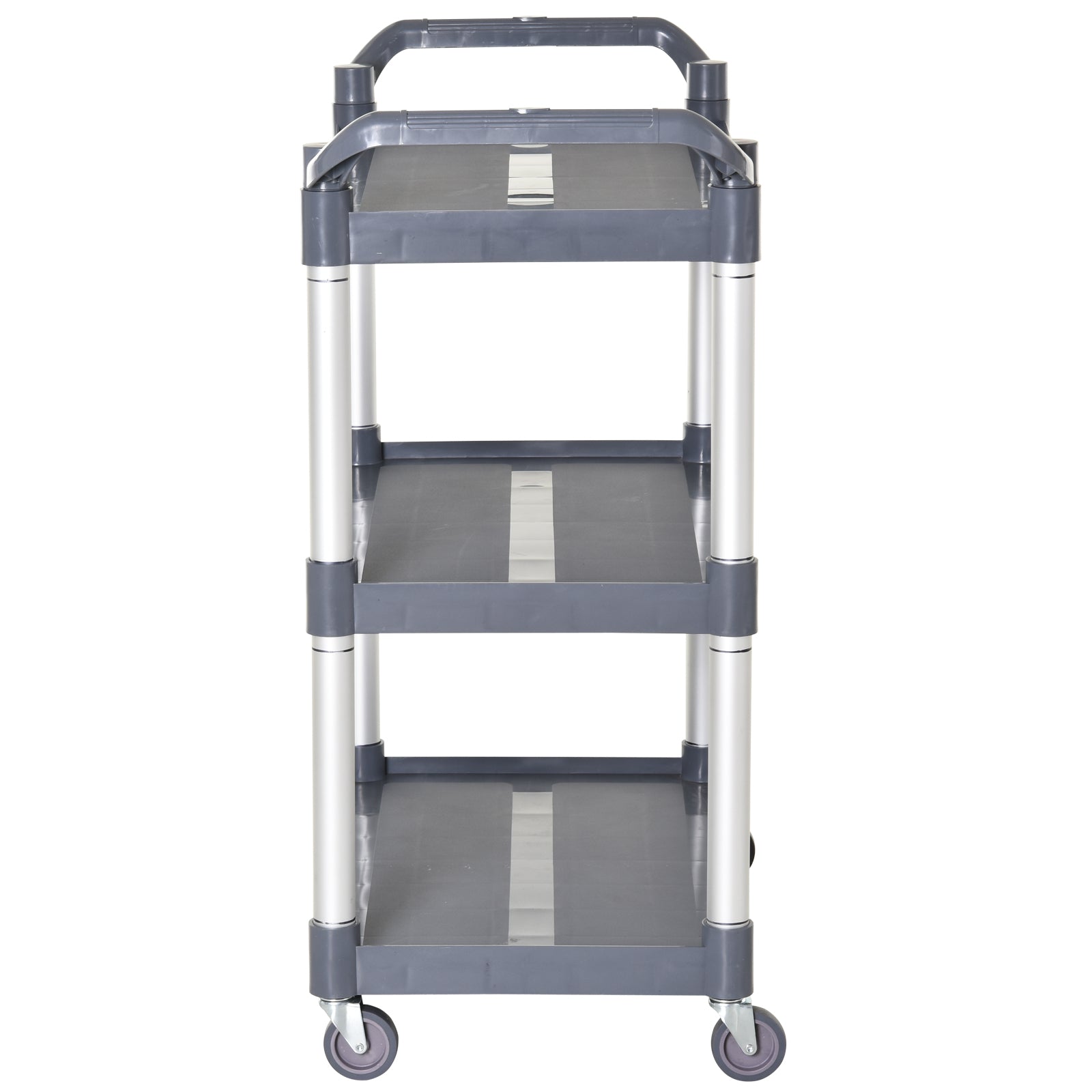 3-Tier Aluminum Alloy Wheeled Utility Cart Kitchen Storage Cart Load 105 kg for Dining Room Bathroom 88x44x93 cm Gray