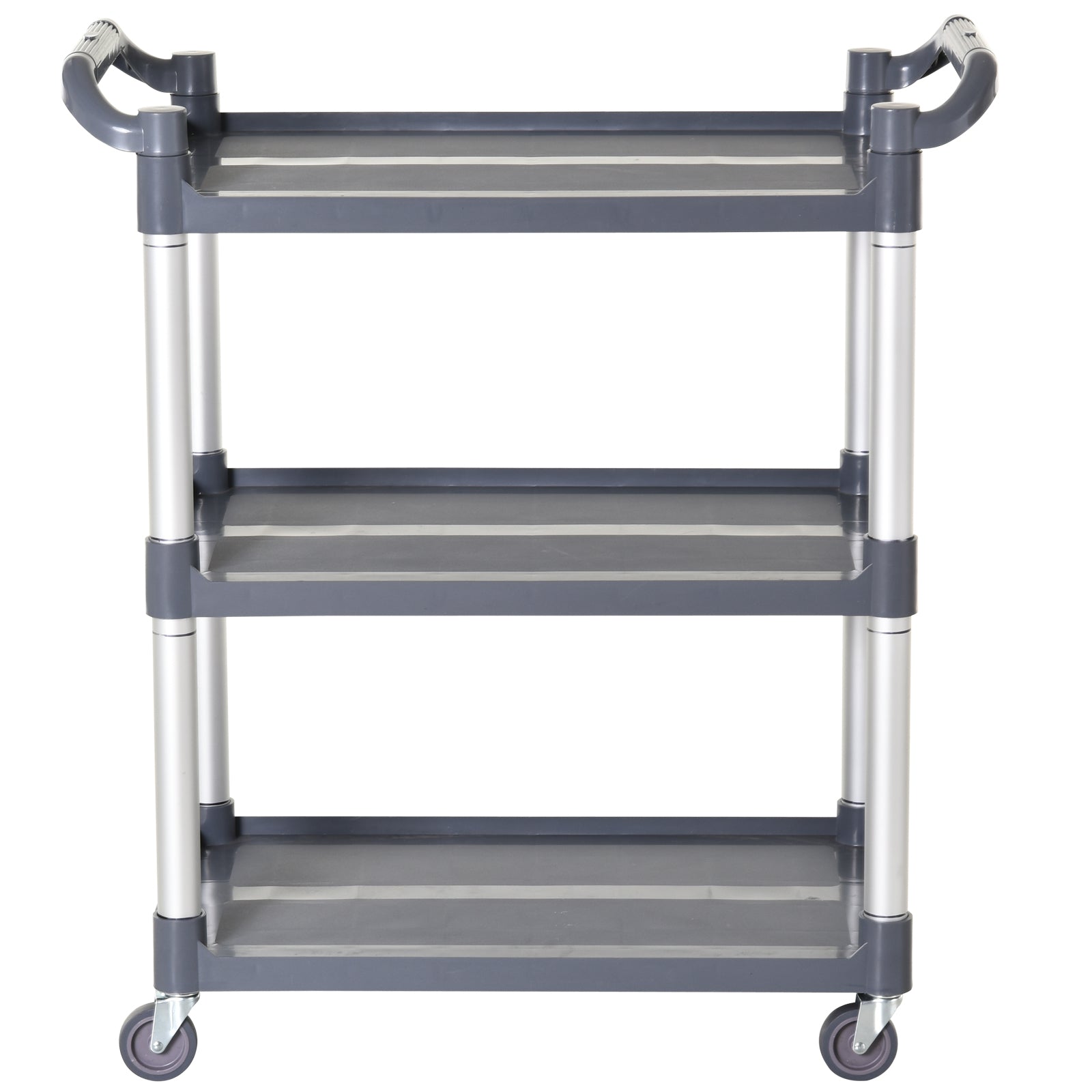 3-Tier Aluminum Alloy Wheeled Utility Cart Kitchen Storage Cart Load 105 kg for Dining Room Bathroom 88x44x93 cm Gray