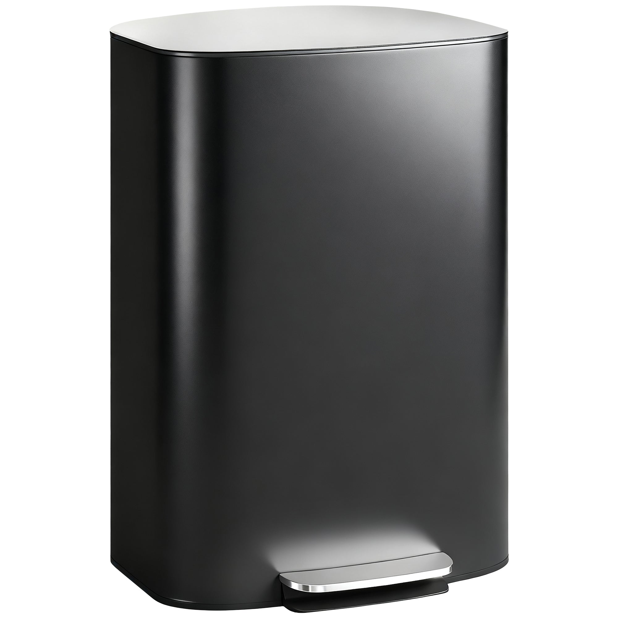 50L (13.2 gal) Kitchen Step Trash Can with Stay-Open Function, Soft-Close Lid, Foot Pedal – Stainless Steel, Black, 17.8 x 14.4 x 24.6 in (45.1 x 36.5 x 62.6 cm)