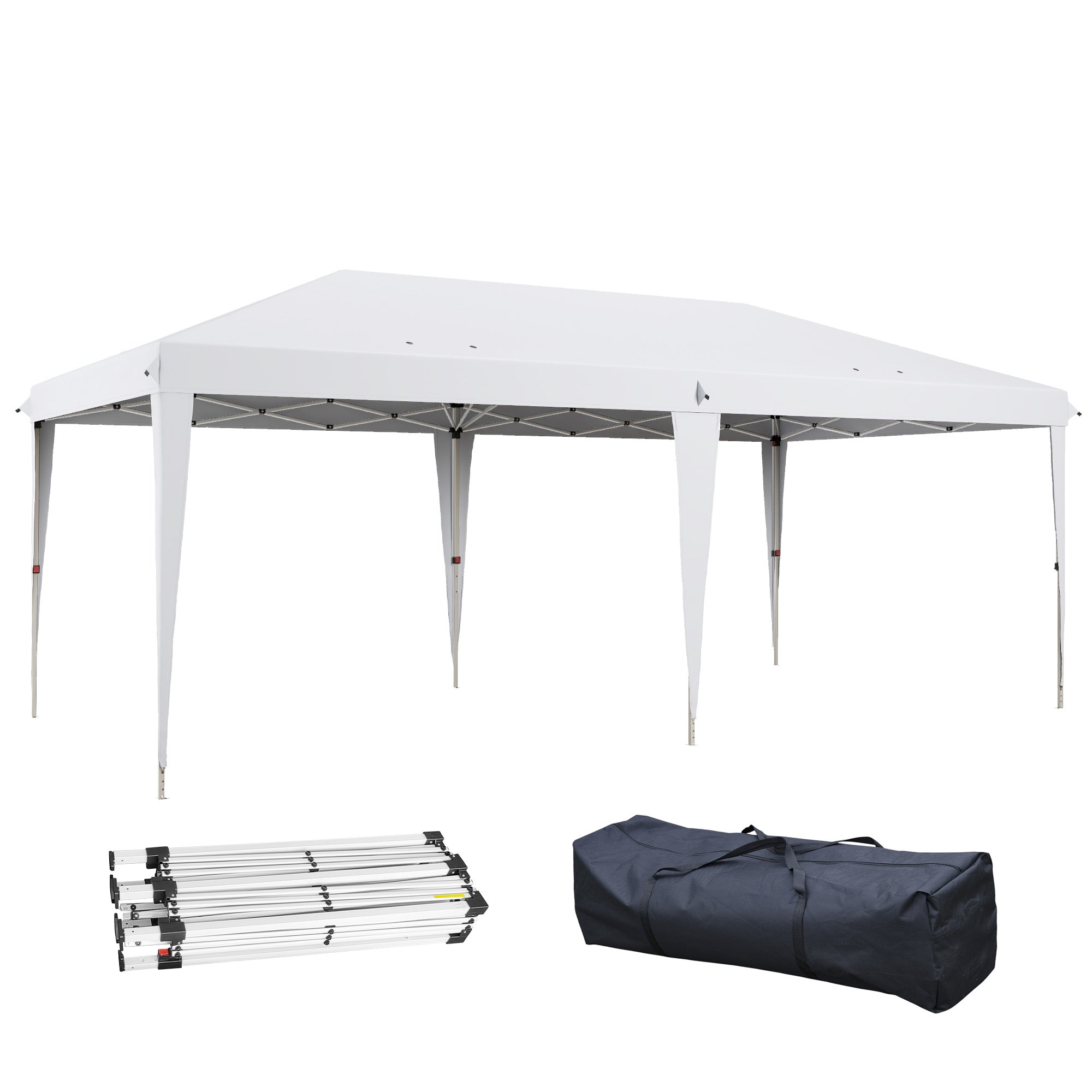 Folding Gazebo 6x3 m Portable Canopy with 3 Adjustable Heights Anti-UV Sun Shelter and Carrying Bag for Camping Parties White