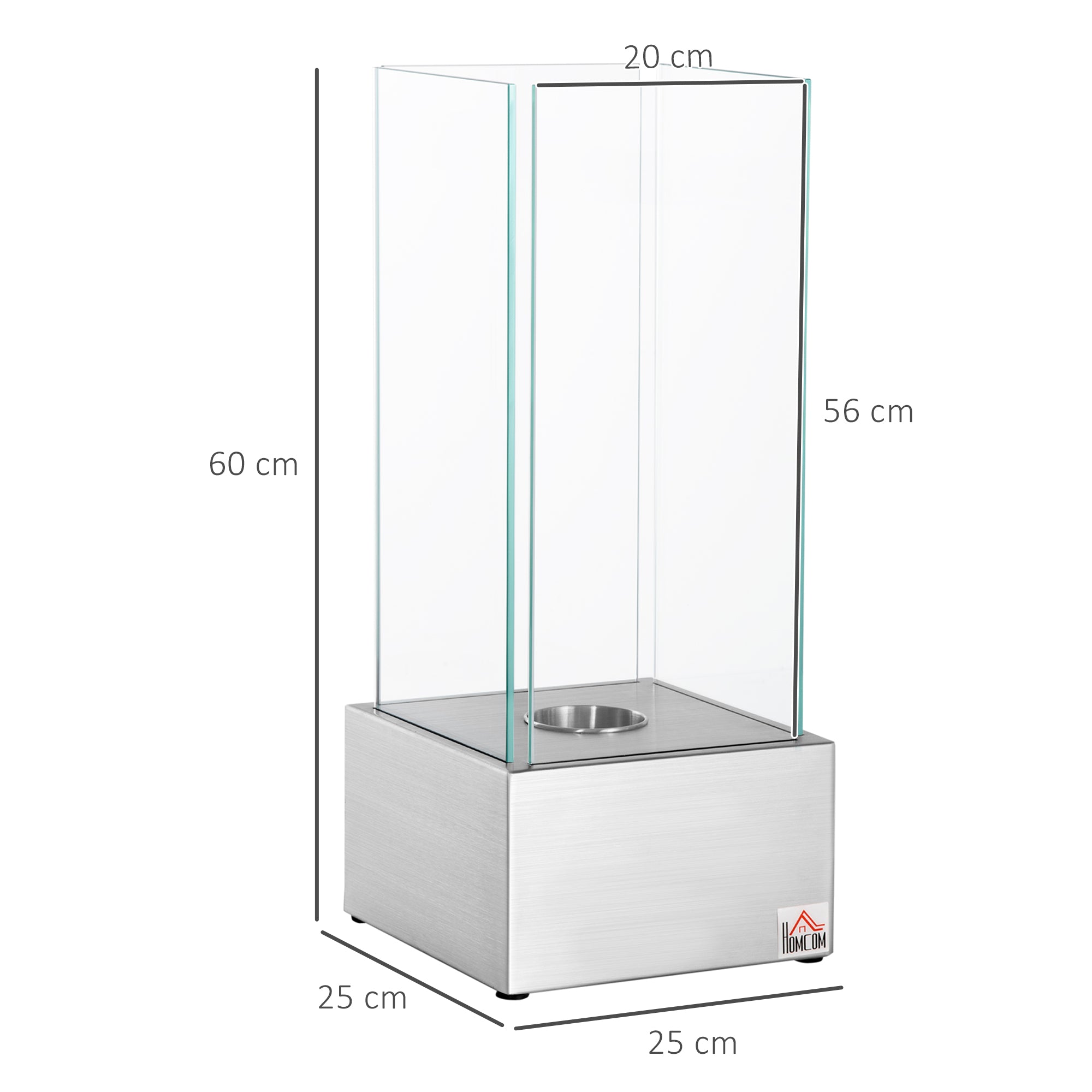 Ethanol Fireplace Freestanding Portable Table Fireplace with 0.4 L Reservoir Covering 15 m² - dim. 25L x 25W x 60H cm