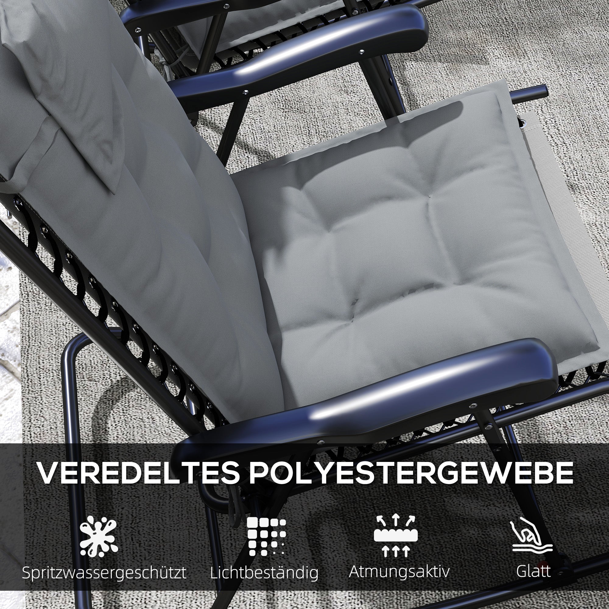 2-Pack Cushion for Sun Lounger Waterproof Cushion for Garden Lounger Padding for Beach Lounger Sun Lounger Pillow Cushion for Garden Furniture Cushion 50x116x5 cm, Light Gray