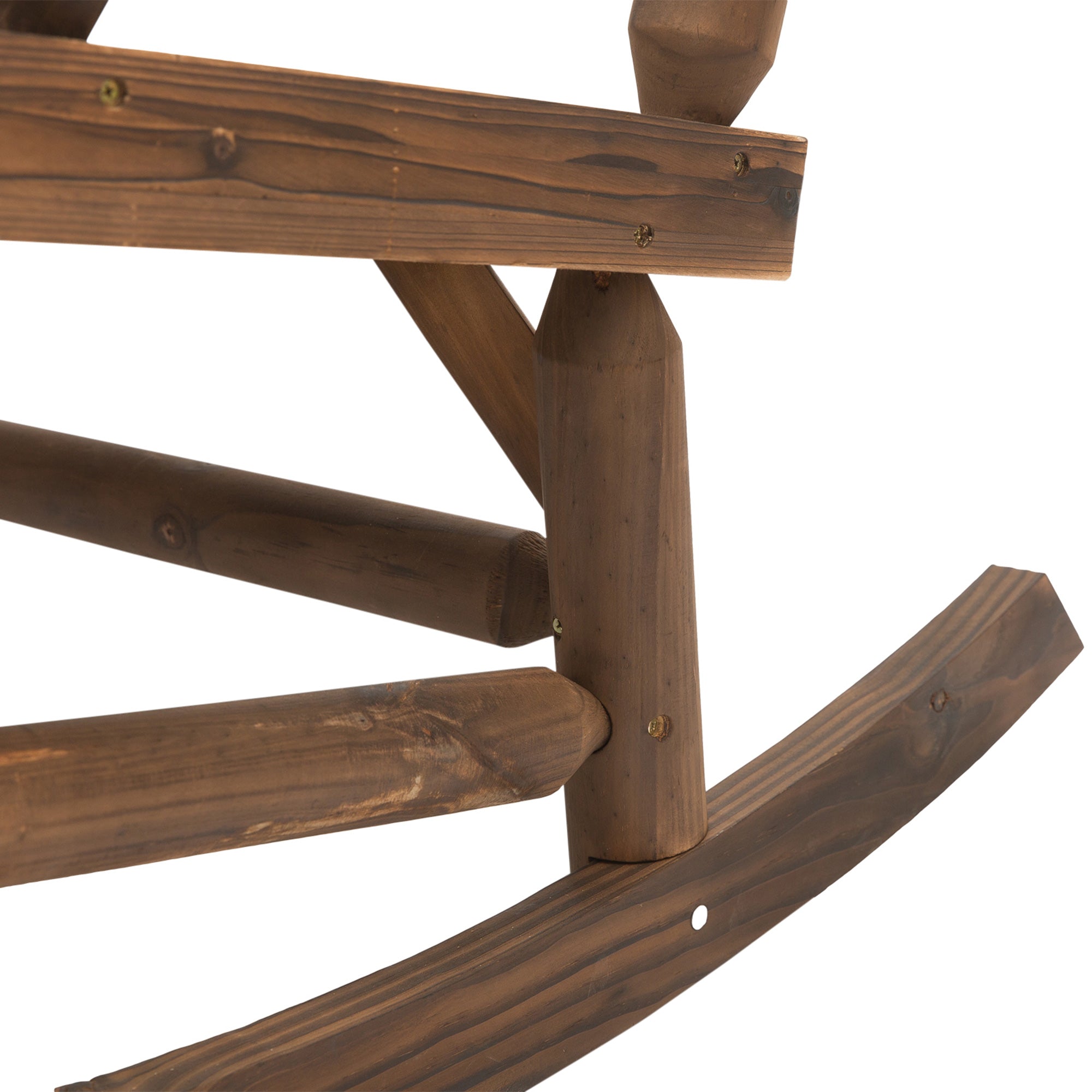 2-Seater Rocking Garden Bench Rural Chic Style Structure Backrest Armrests Shaped like Wood Logs Slatted Seat Pine treated carbonization