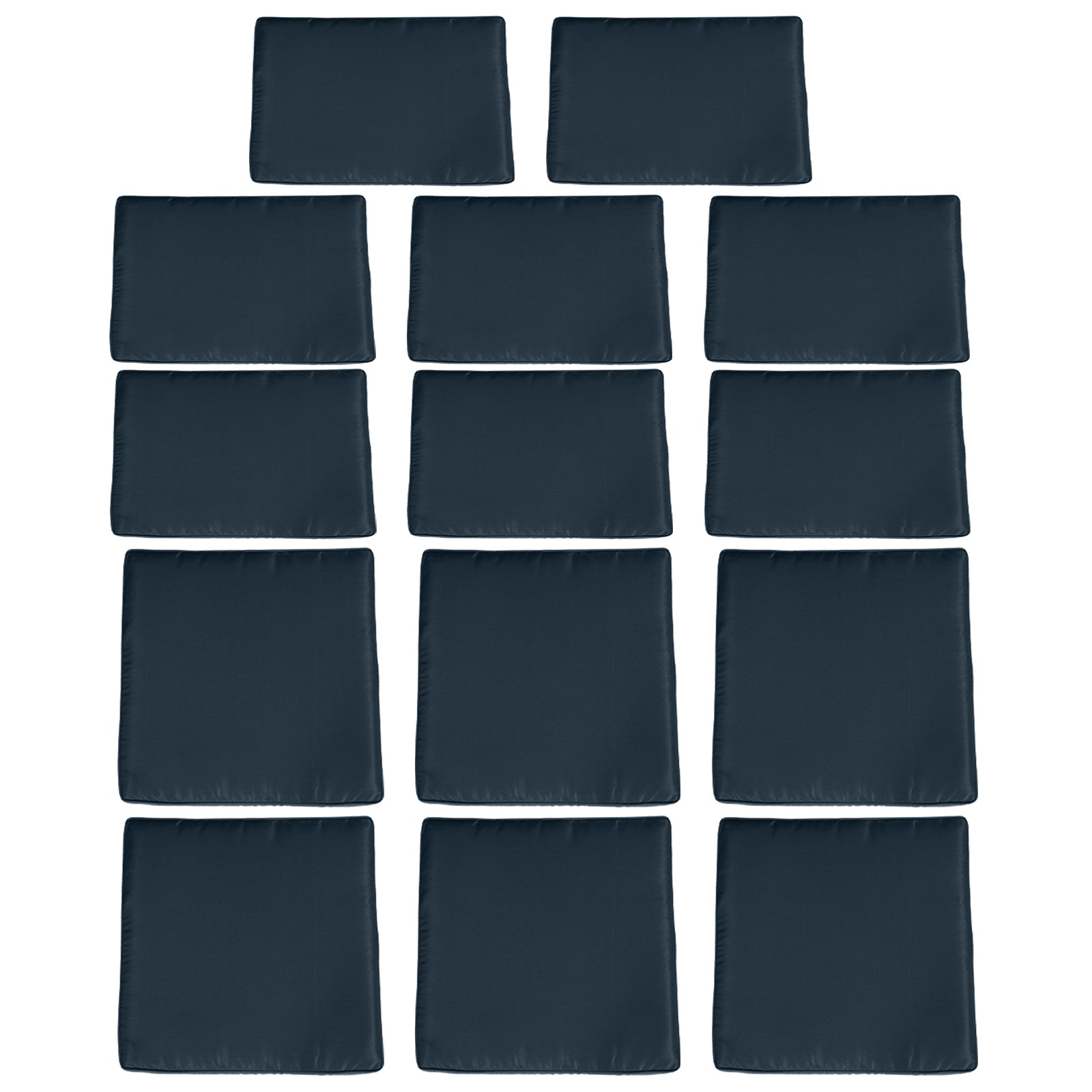 Set of 14 Replacement Covers Garden Lounge Cushions - 6 Seat Cushion Covers, 8 Back Cushion Covers - Zippered Water-Repellent Polyester Blue