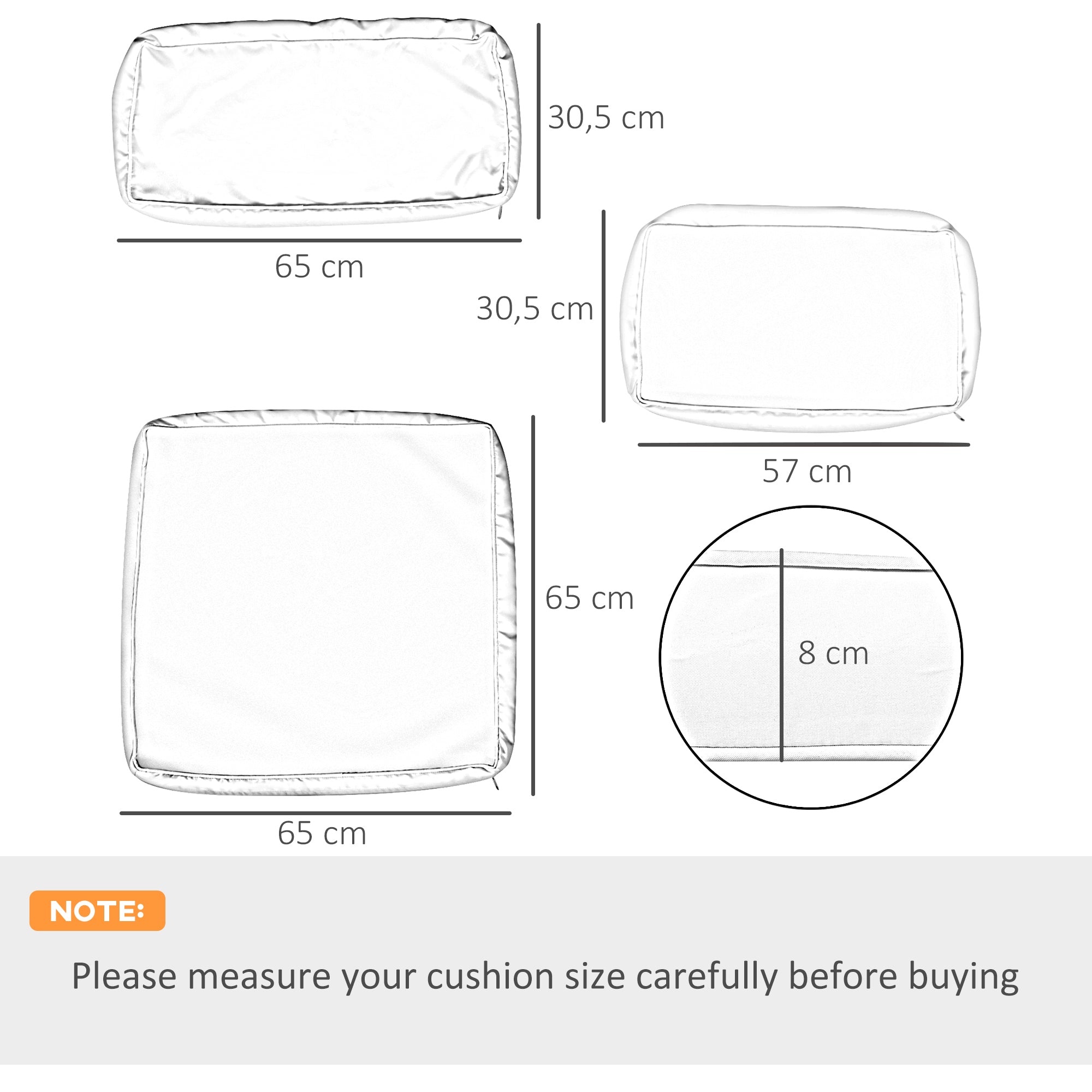 Set of 14 Replacement Covers Garden Lounge Cushions - 6 Seat Cushion Covers, 8 Back Cushion Covers - Zippered Water-Repellent Polyester Blue