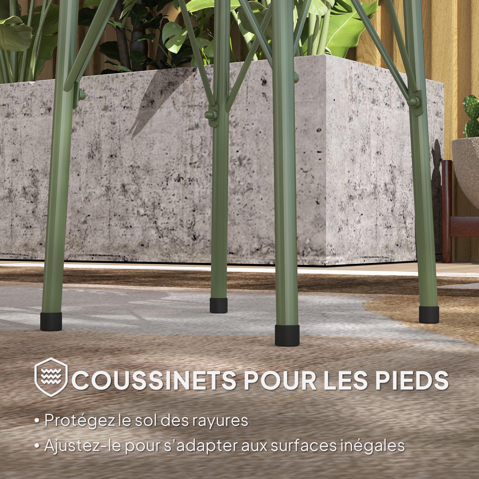 Small Round Side Table, Garden Table, with Flower and Leaf Pattern, for Patio, Living Room, Balcony made of Steel, Green