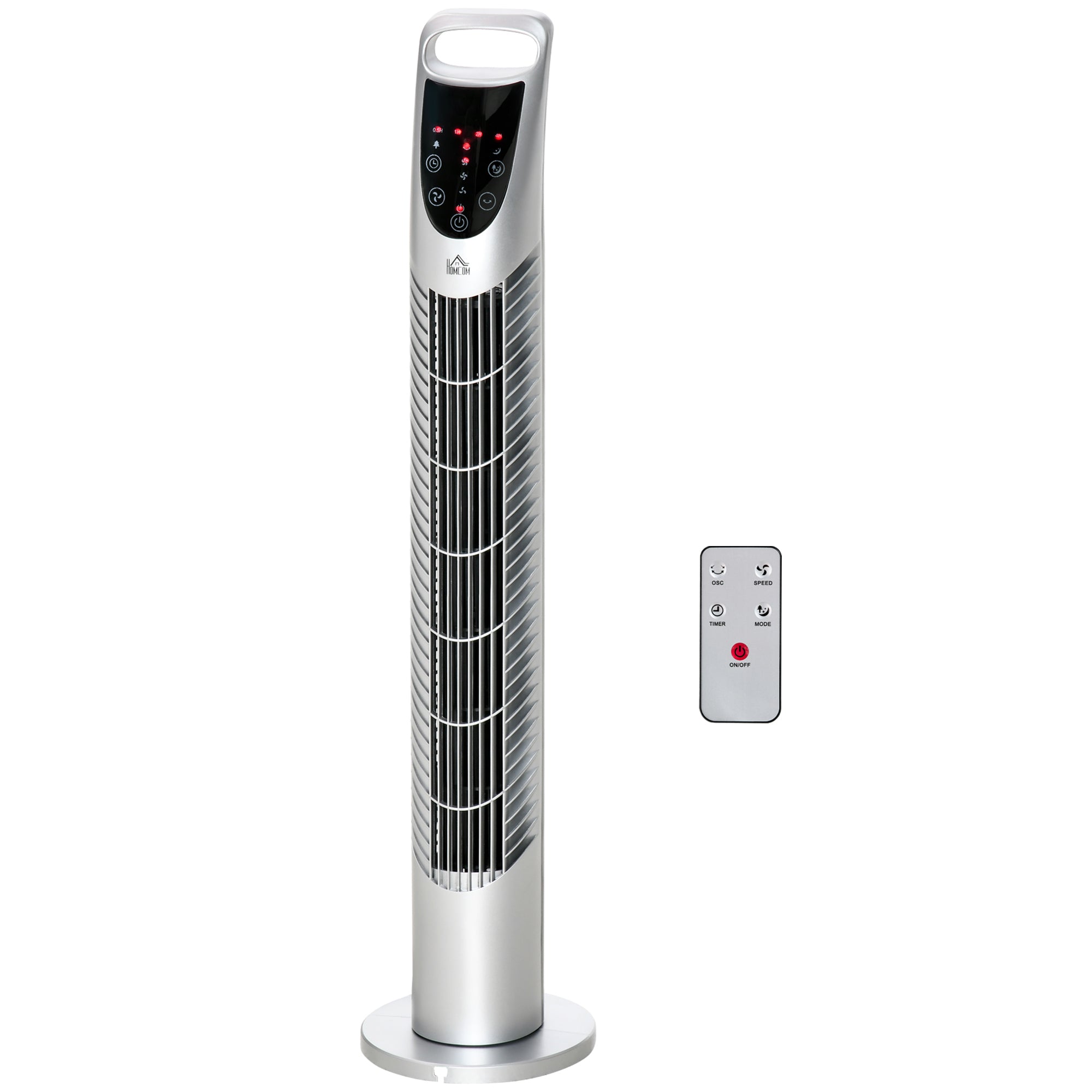 Silent 40 W column fan, tower fan for bedroom with 3 modes 3 speeds, remote control, 70° oscillation, timer and touch control, 78.5H cm silver