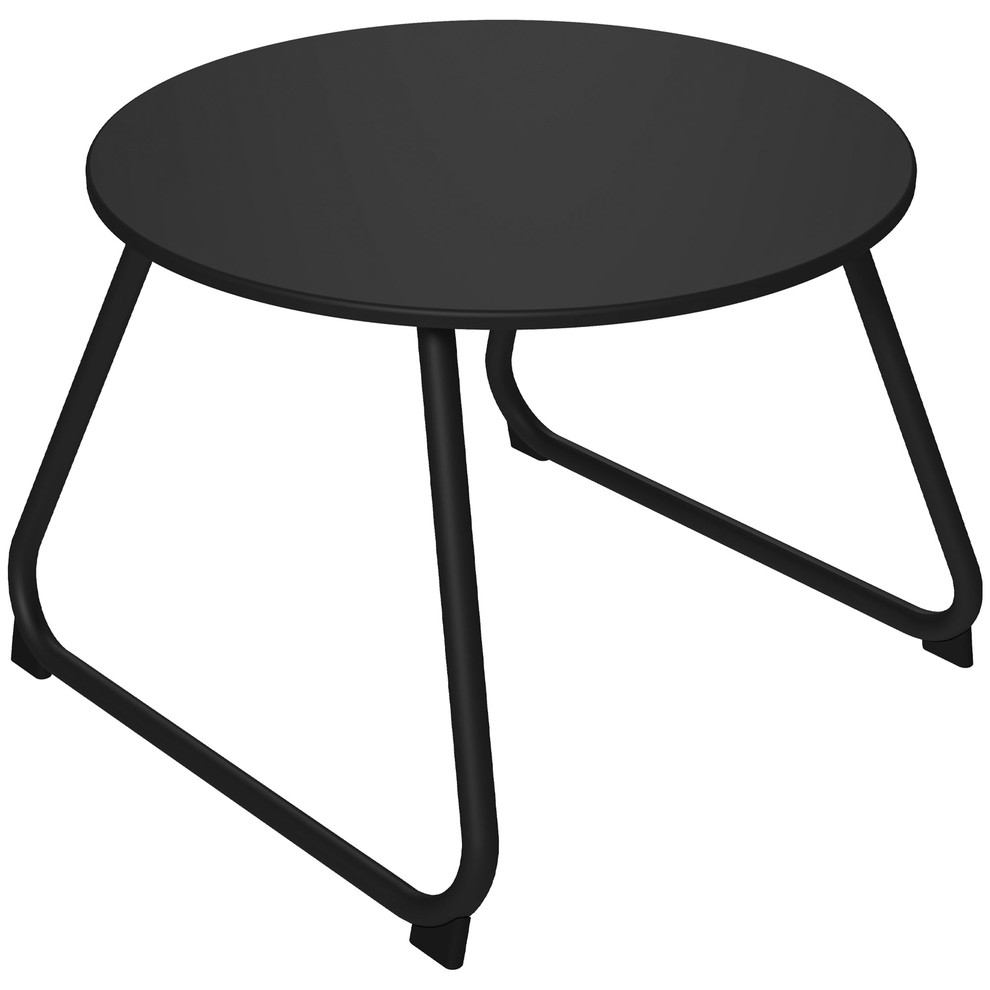 Adjustable Feet Outdoor Side Table Ø48x37 cm in Painted Metal, Black
