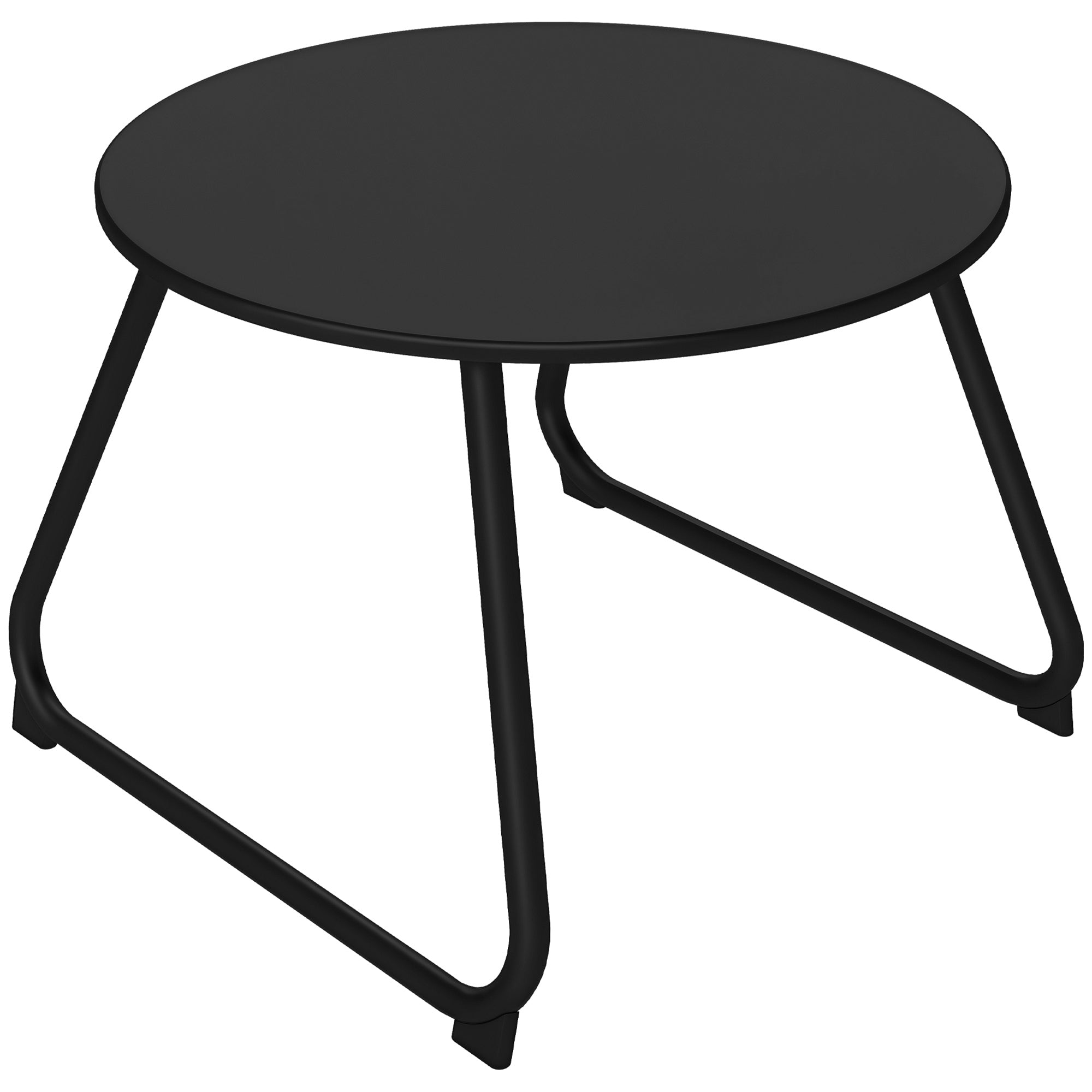 Adjustable Feet Outdoor Side Table Ø48x37 cm in Painted Metal, Black