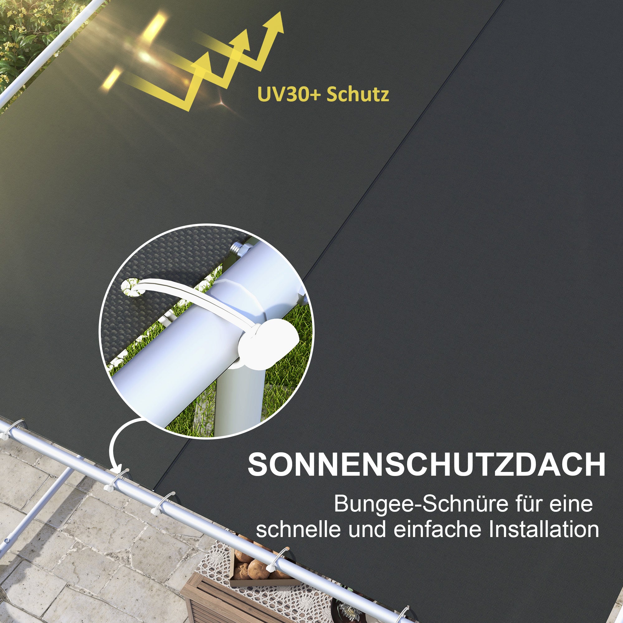 Pergola, approx. 3 x 3m Pavilion, Patio Cover with UV Protection, Sandbags, Garden Gazebo, Patio Gazebo with Wheels for Balcony, Oxford, Dark Gray