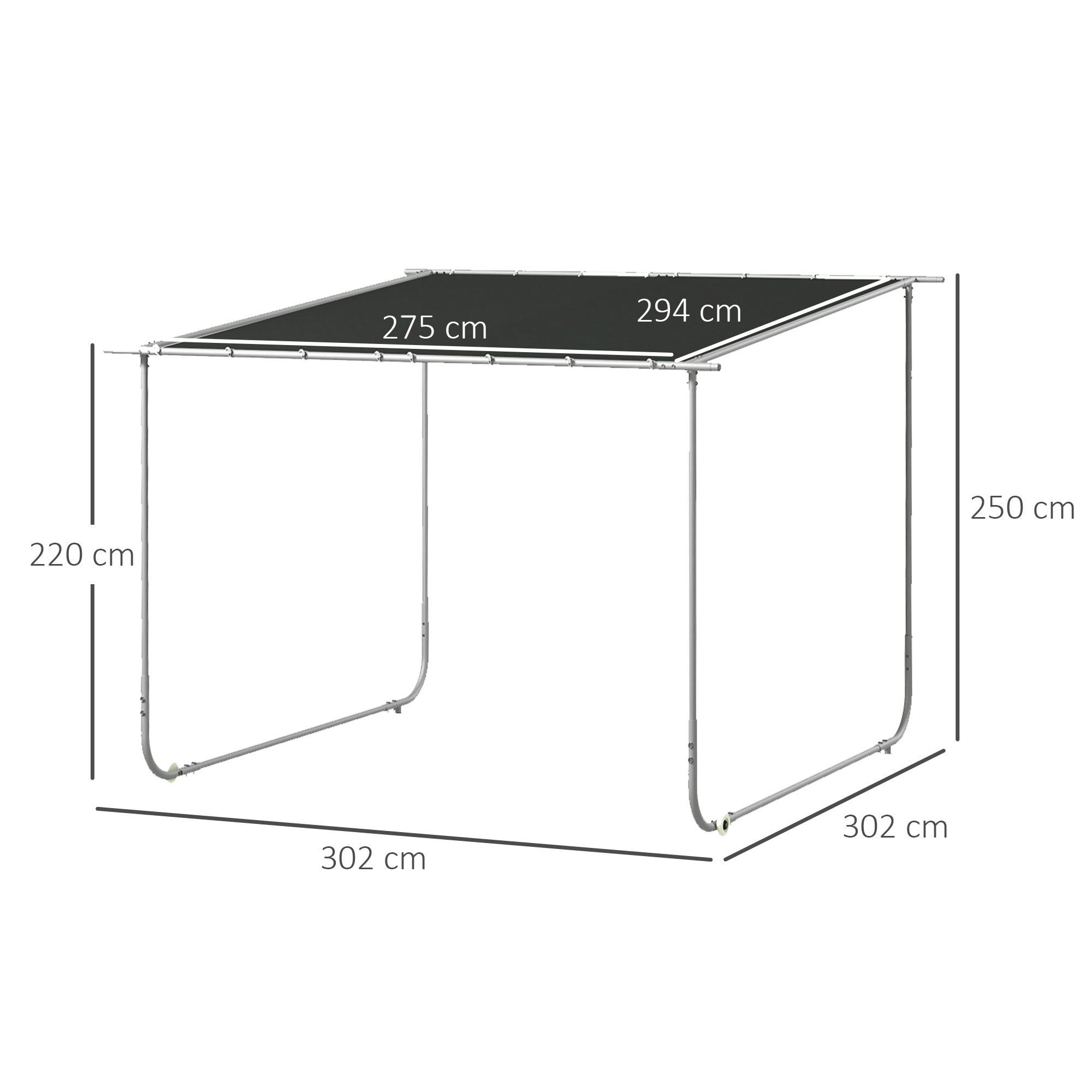 Pergola, approx. 3 x 3m Pavilion, Patio Cover with UV Protection, Sandbags, Garden Gazebo, Patio Gazebo with Wheels for Balcony, Oxford, Dark Gray