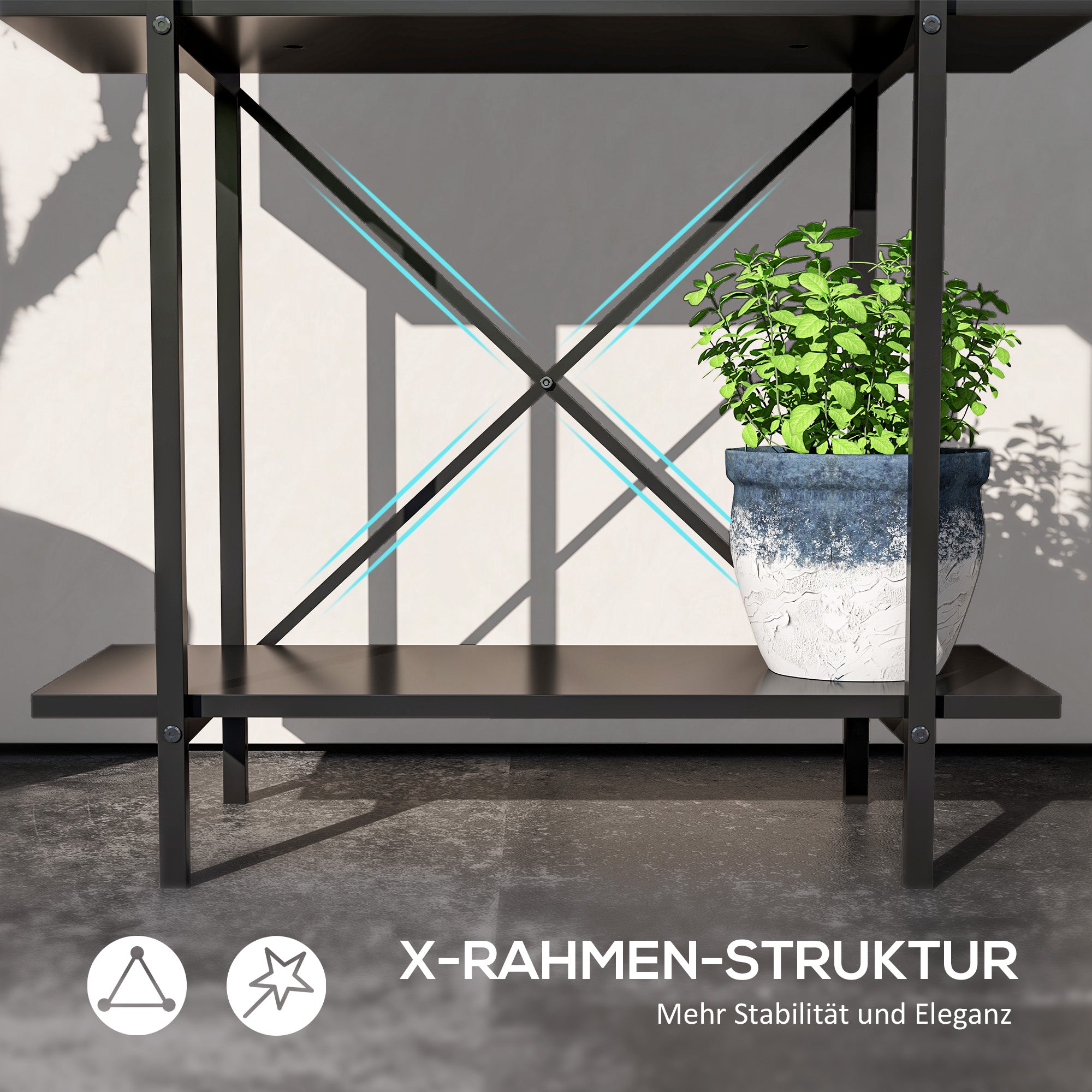 2-Tier Plant Stand, Flower Stand for Indoor Outdoor, Metal Plant Shelf, Multi-Layer Flower Rack, 70 cm High Plant Stand for Living Room, Garden Balcony Decor, Black