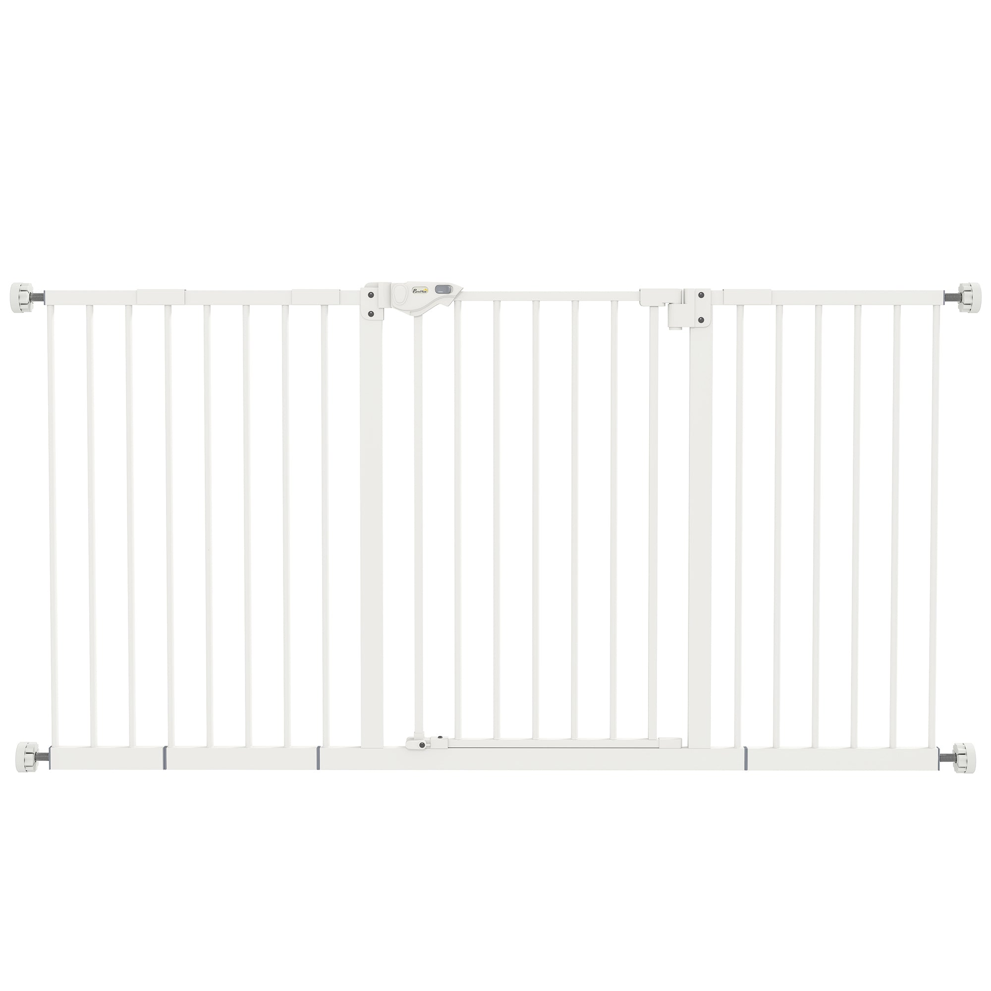Door Guard Stair Guard with 17.5/20.3/30.5 cm Extension Door Gate Without Drilling Stair Gate for Widths 74-147.5 cm Double-Sided Swivel Metal White