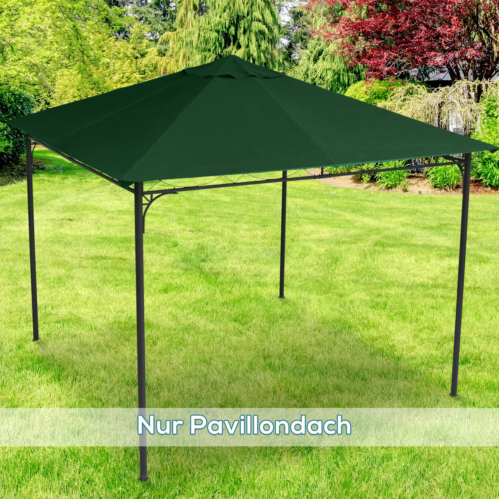 Pavilion Canopy for Garden Pavilion approx. 3 x 3 m, water-resistant, replacement canopy, pavilion cover, sun protection, 8 water drainage holes, Polyester, Green