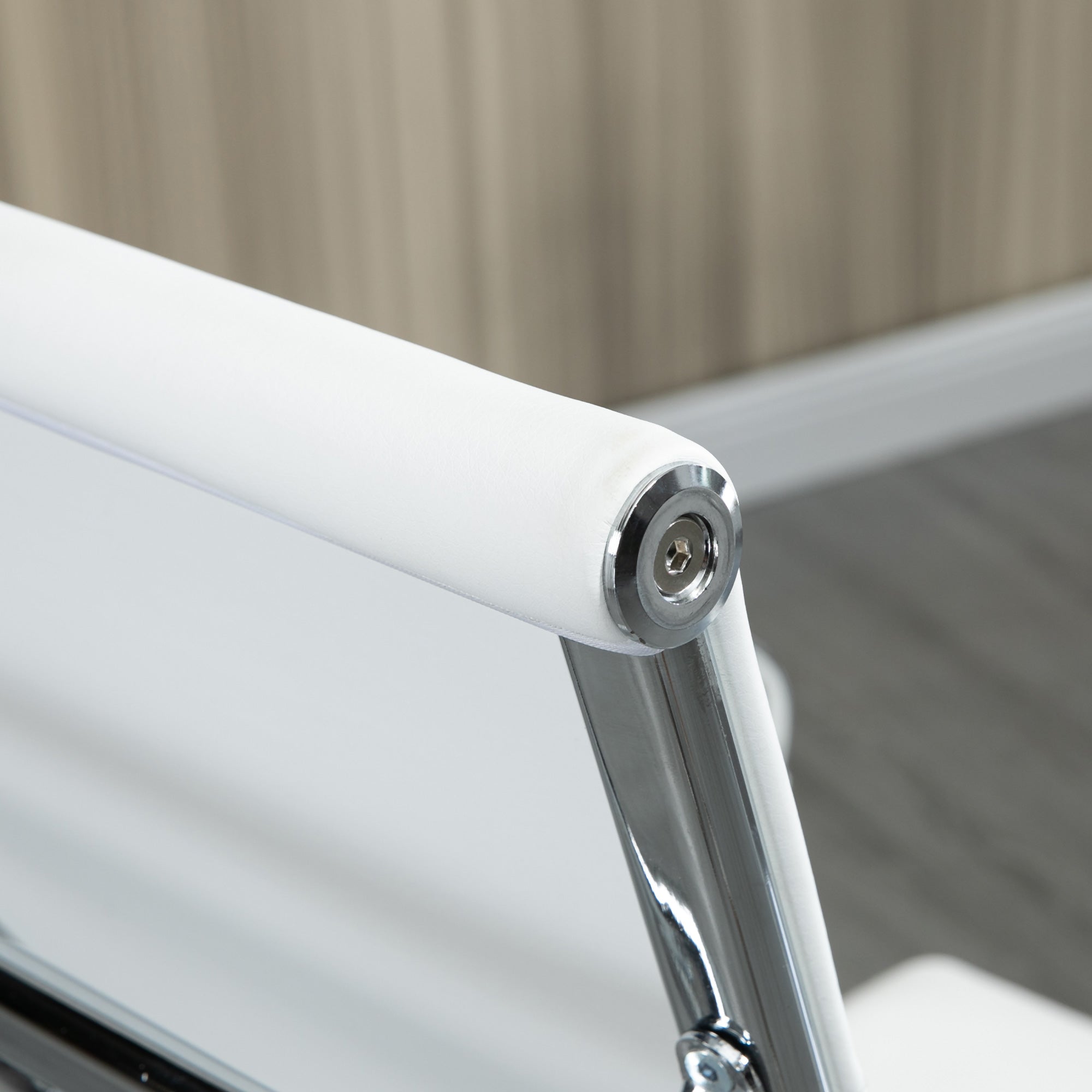 Office Chair Ergonomic Desk Chair with Tilt Function Executive Chair Height Adjustable Swivel Chair Padded Faux Leather Foam White 54 x 62 x 104-114 cm